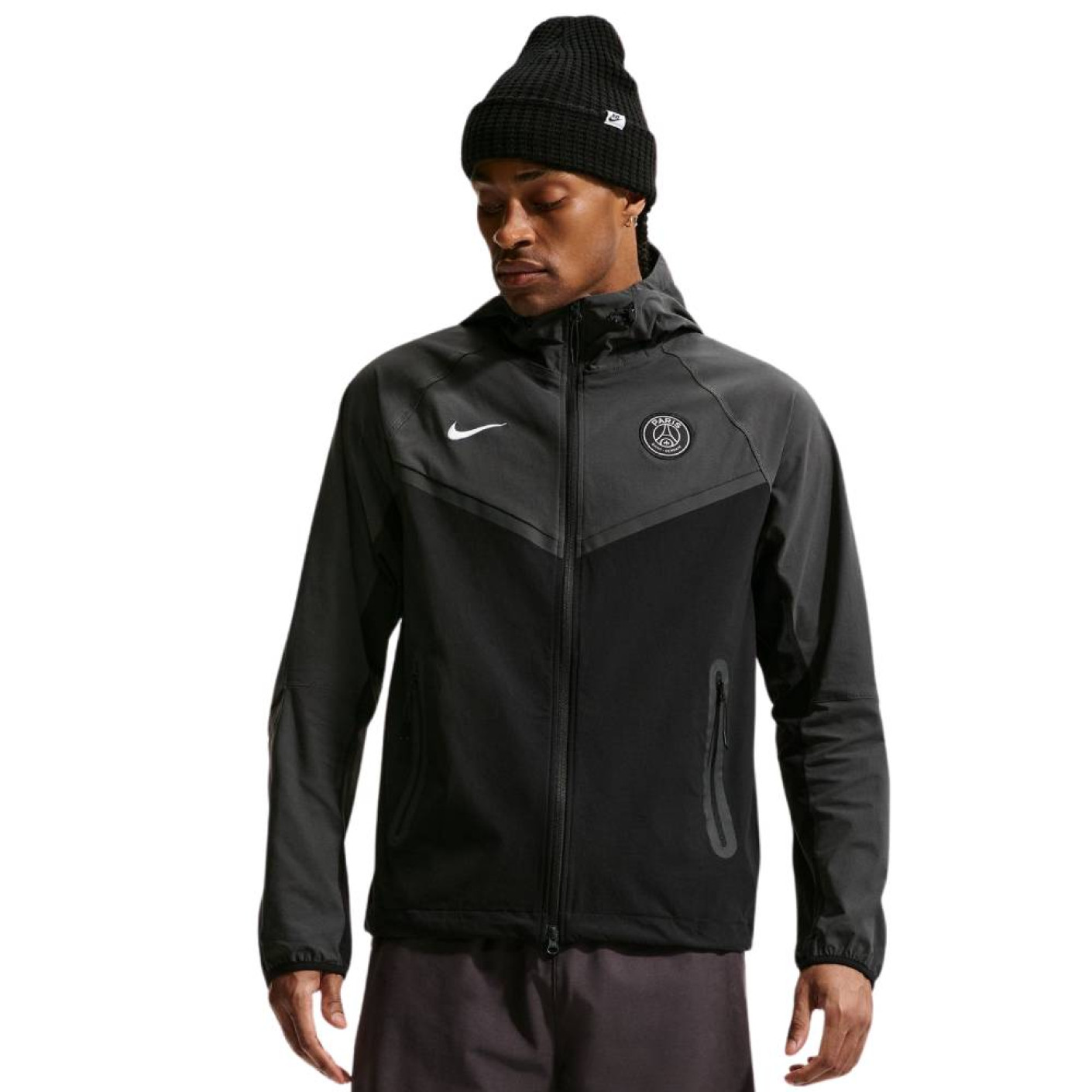 Nike Paris Saint-Germain Tech Woven Windrunner Jacket Black Dark Grey White
