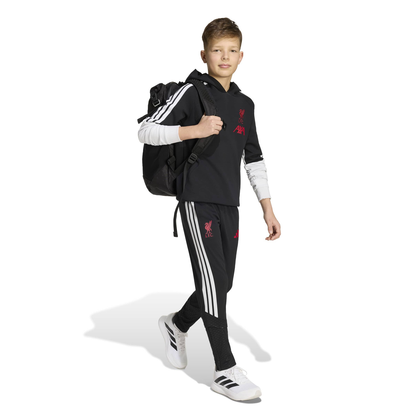 adidas Liverpool Trainingspak Hooded 2026-2027 Kids Zwart Grijs Wit Rood