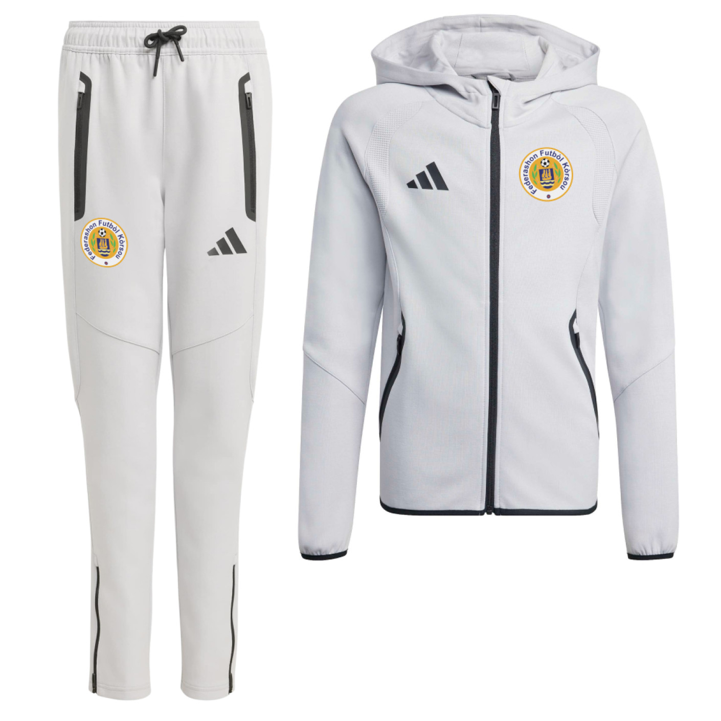 adidas FFK Curaçao Tiro Travel Jogging Suit 2026-2028 Kids Grey
