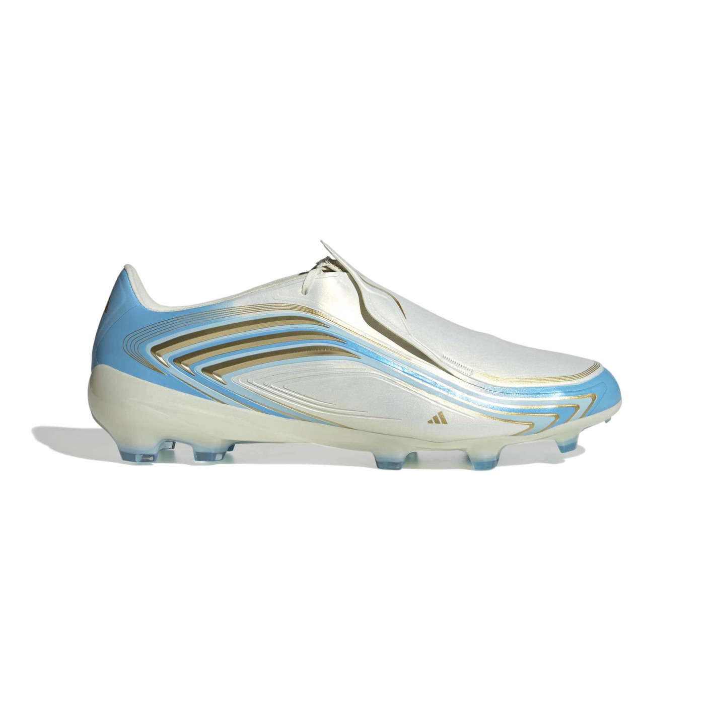 adidas F50 Messi Pro Gras Voetbalschoenen (FG) Wit Lichtblauw Goud