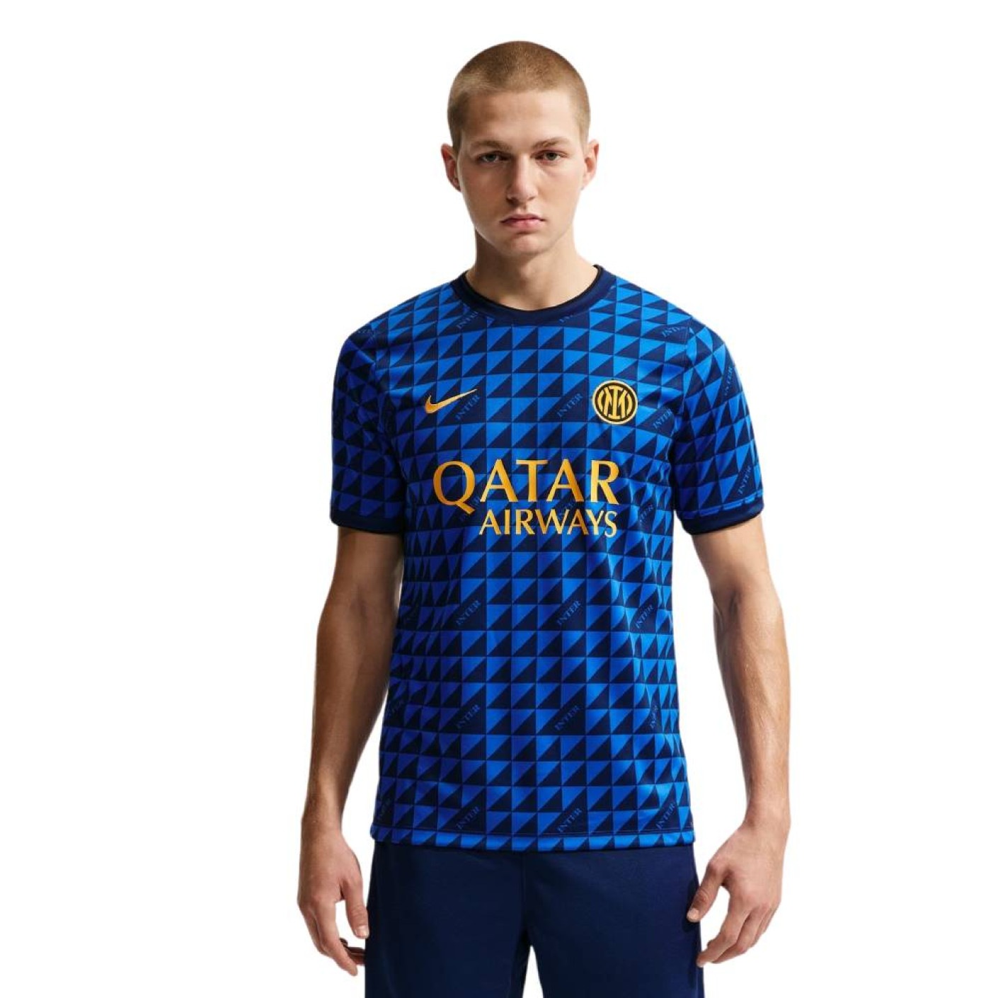 Nike Inter Milan Pre-Match Trainingsshirt 2026-2027 Blauw Donkerblauw Goud