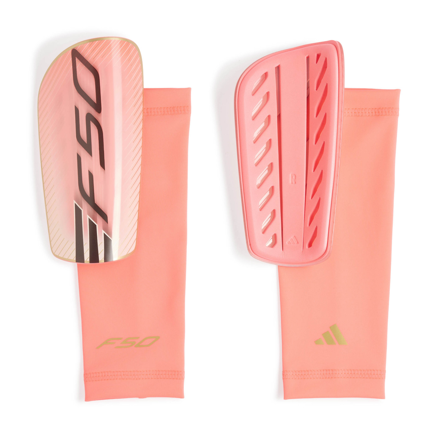 adidas F50 League Shin Guards Hot Pink Silver Grey Black Gold