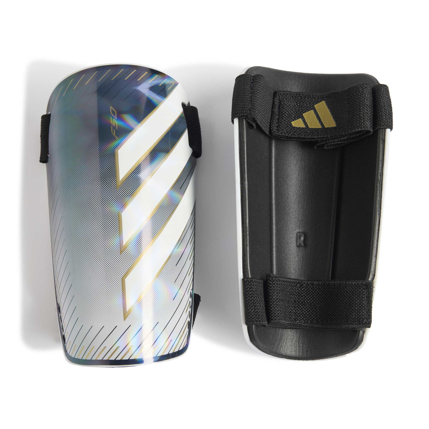 adidas F50 Training Shin Guards Silver Grey White Gold Black