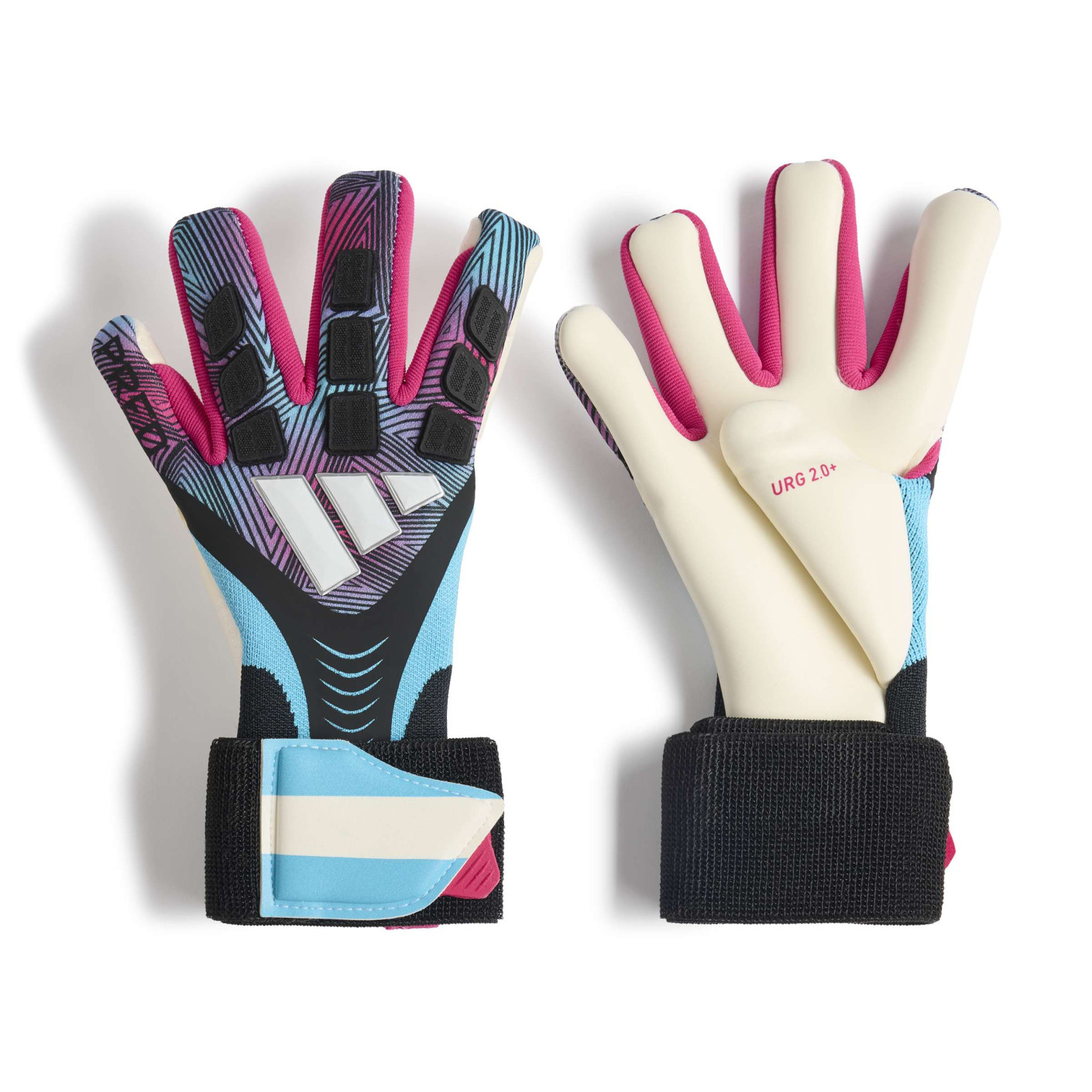 adidas Predator Pro Strap Goalkeeper Gloves Black Light Blue White Hot Pink