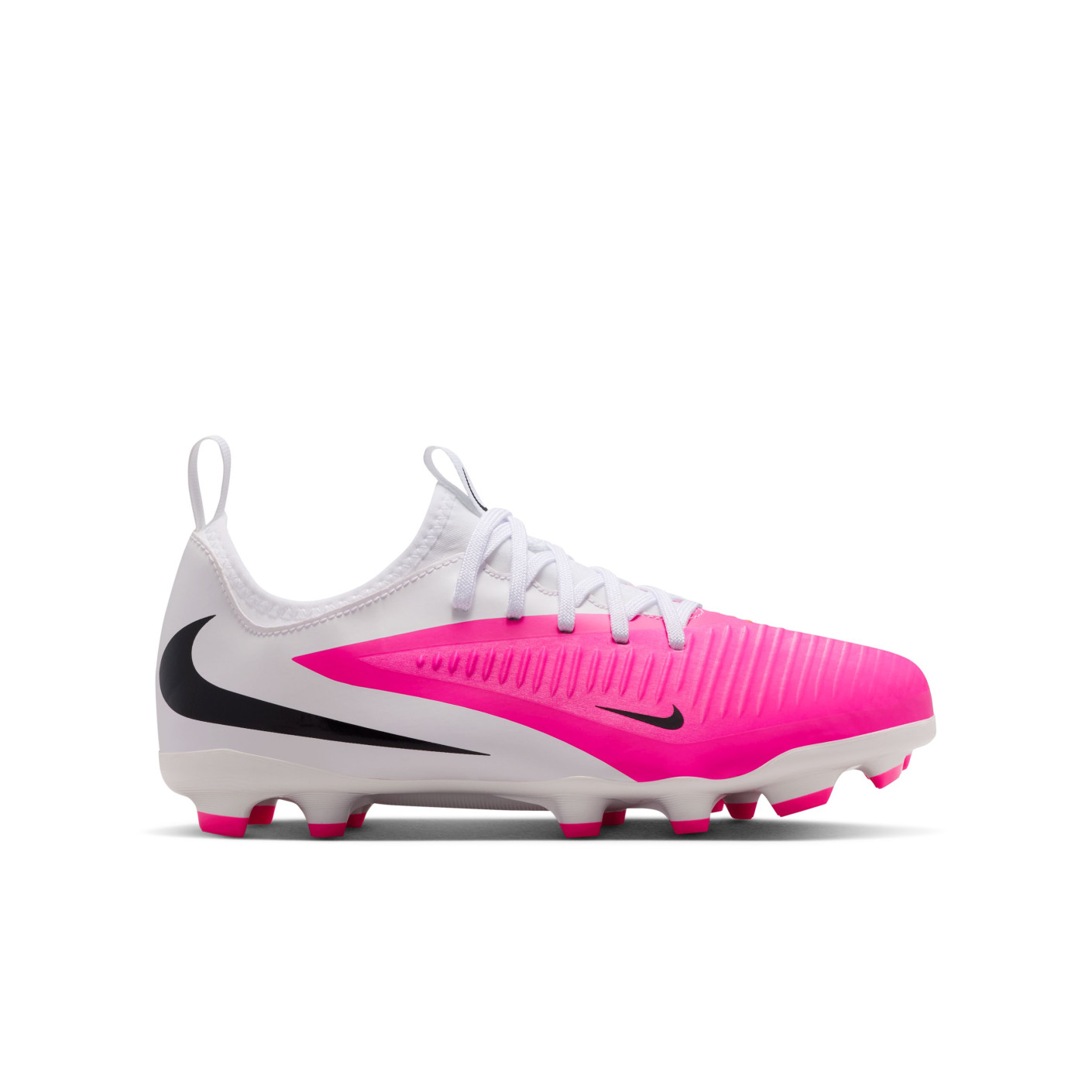 Nike Phantom 6 Low Academy Gras / Kunstgras Voetbalschoenen (MG) Kids Wit Felroze Zwart