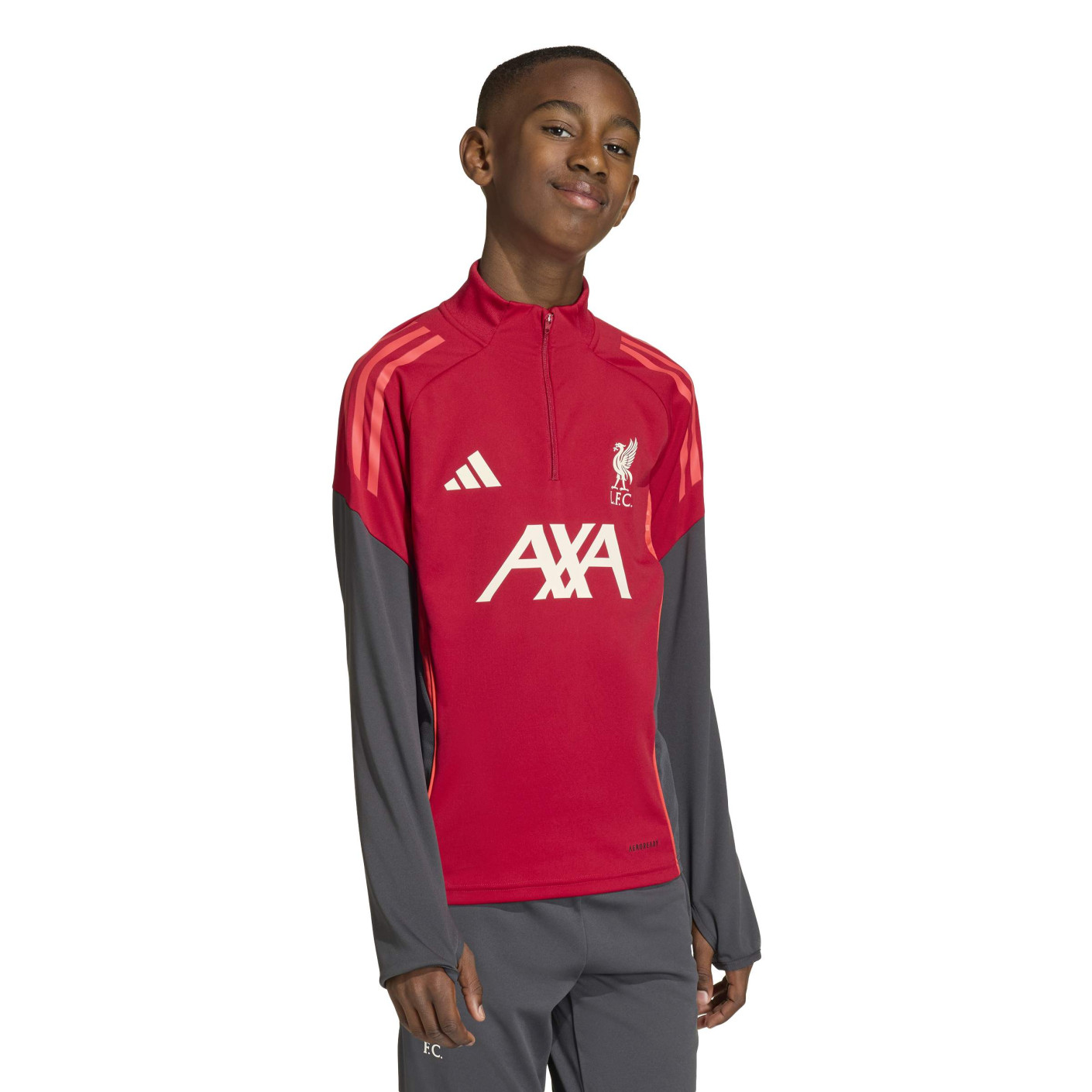 adidas Liverpool Tracksuit 1/4-Zip 2025-2026 Kids Red Grey Silver