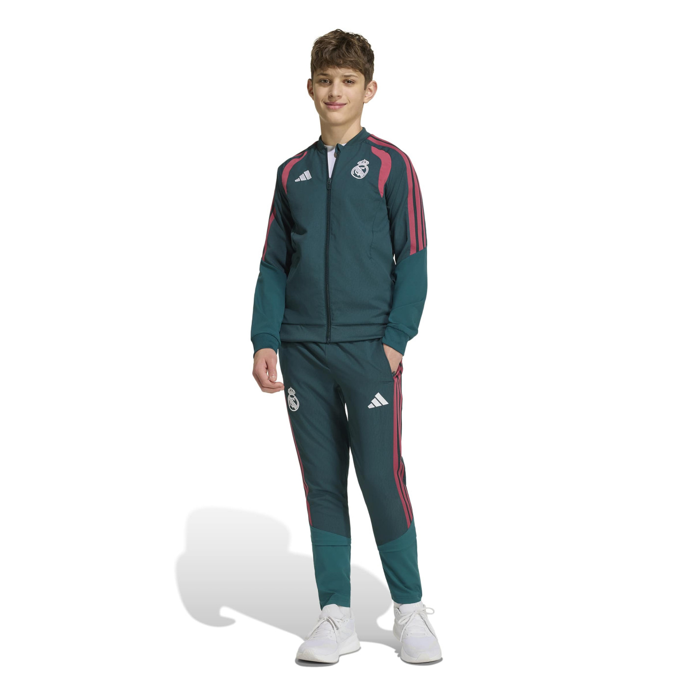 adidas Real Madrid Presentatie Trainingspak 2026-2027 Kids Donkergroen Roze Wit