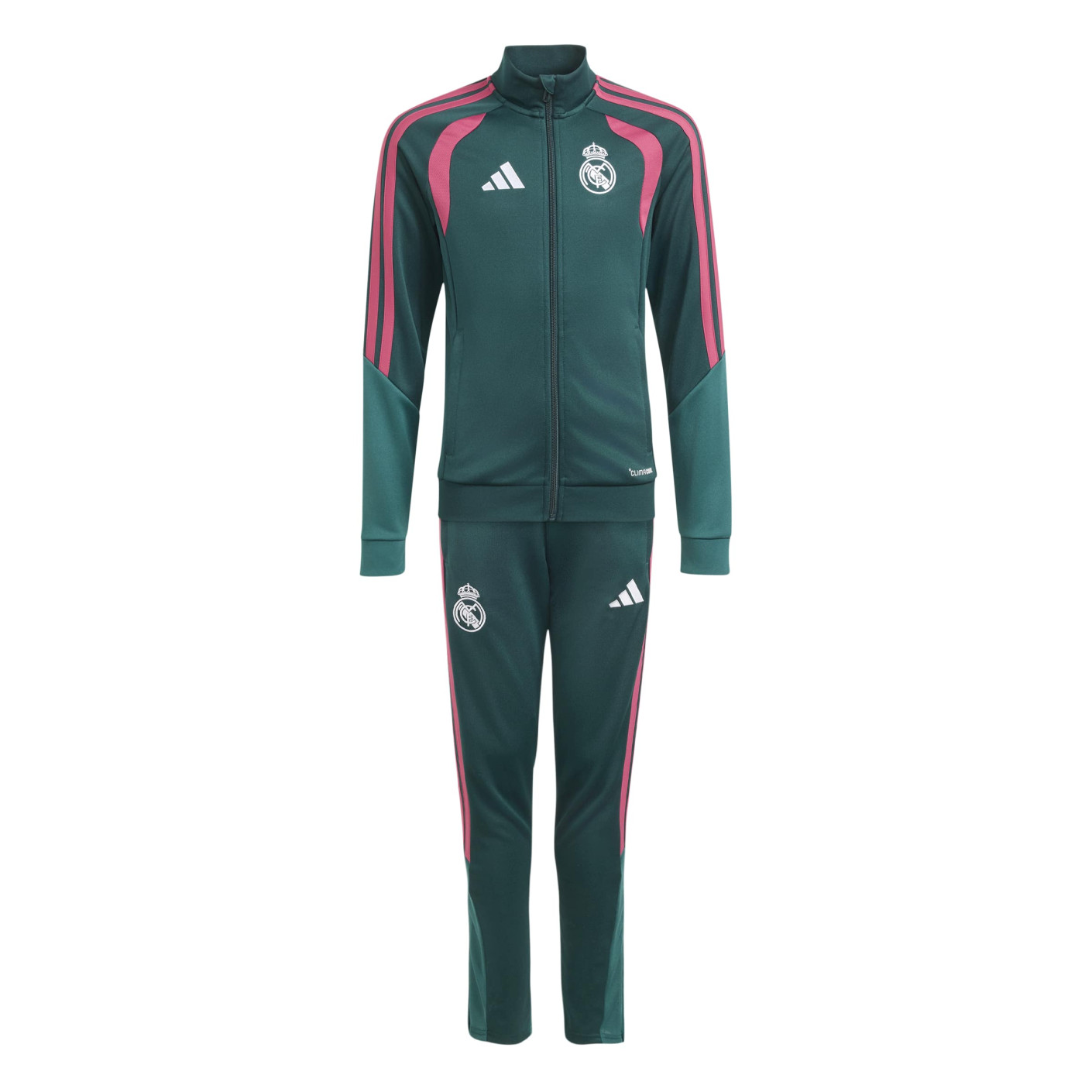 adidas Real Madrid Trainingspak 2026-2027 Kids Donkergroen Roze Wit