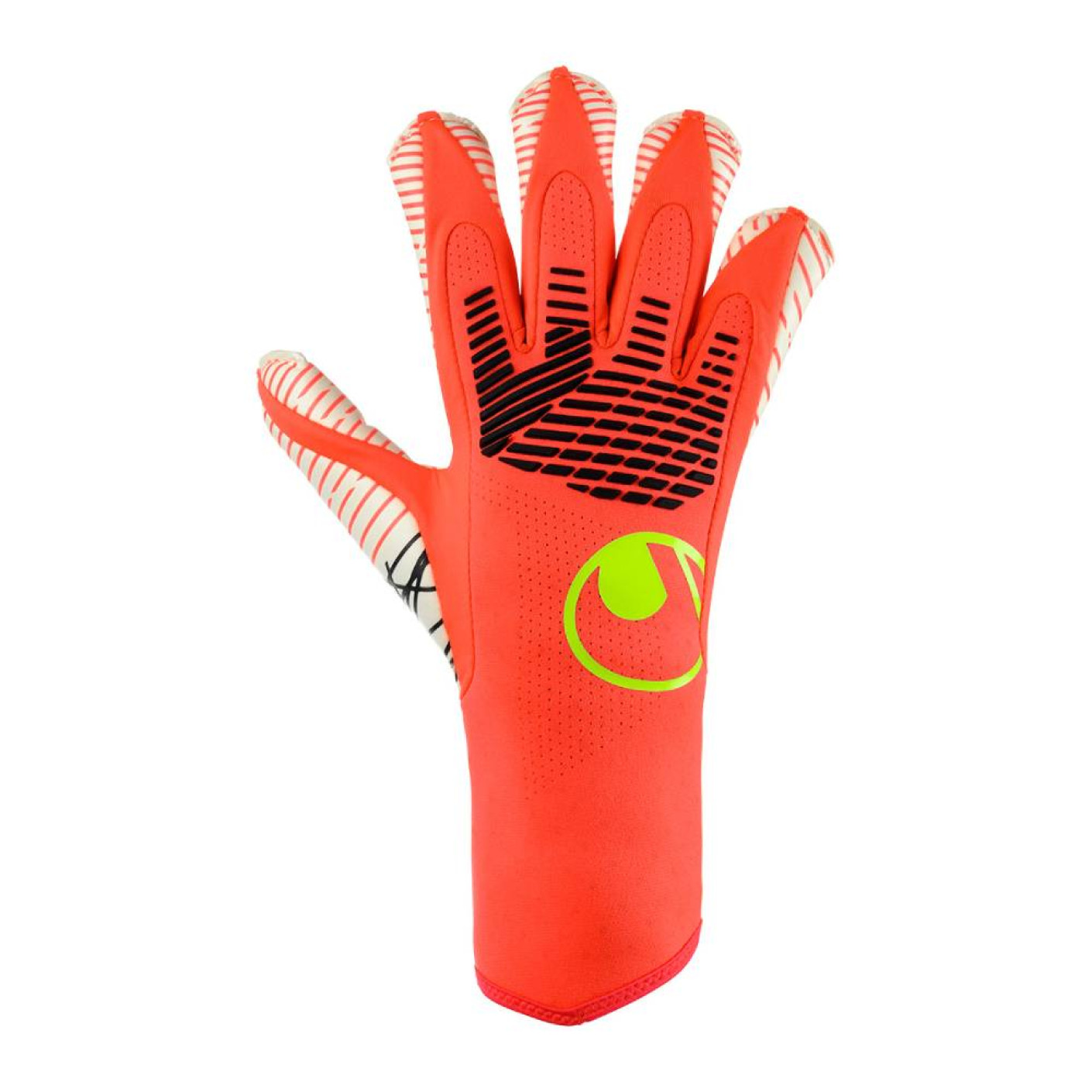 Uhlsport FM Ultragrip Hybrid Goalkeeper Gloves Bright Red Black Bright Yellow