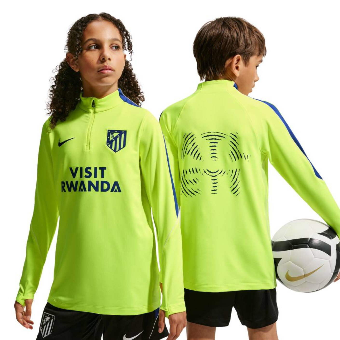 Nike Atletico Madrid Strike Training sweater 1/4-Zip 2026-2027 Kids Neon Green Dark Blue