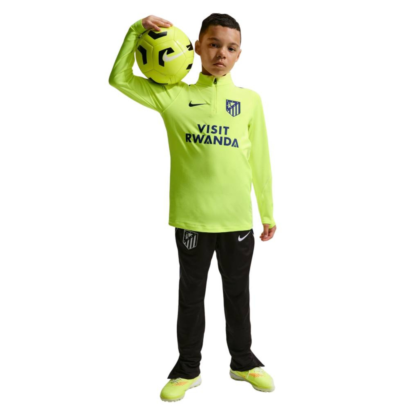 Nike Atletico Madrid Strike 1/4-Zip Tracksuit 2026-2027 Kids Neon Green Black Dark Blue White
