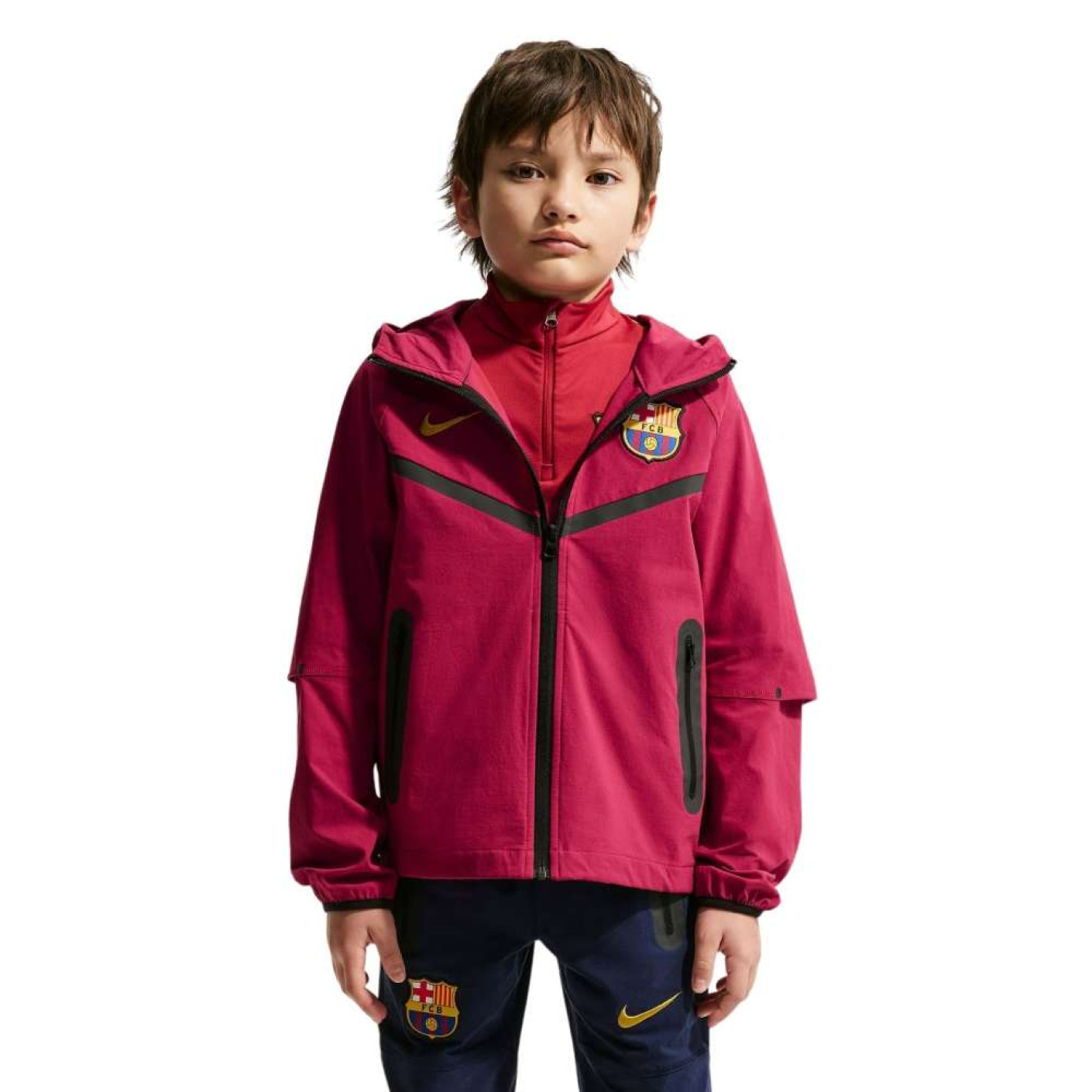 Nike FC Barcelona Tech Woven Windrunner Jack 2026-2027 Kids Rood Geel Zwart