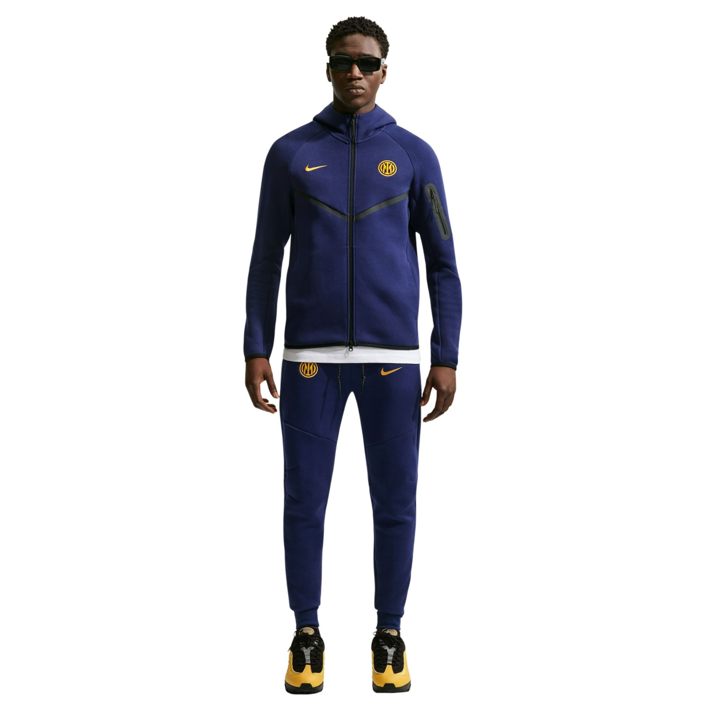 Nike Inter Milan Tech Fleece Trainingspak 2026-2027 Donkerblauw Zwart Goudgeel