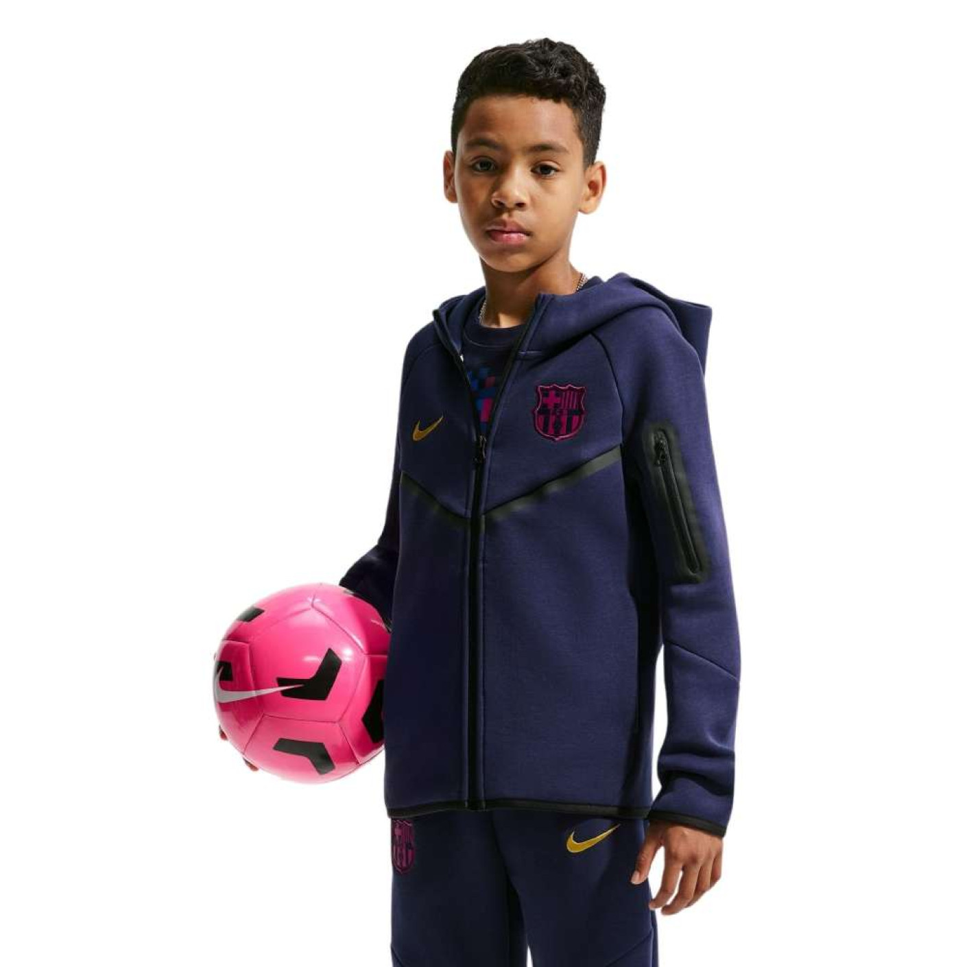Nike FC Barcelona Tech Fleece Vest 2026-2027 Kids Dark Blue Black Yellow Pink