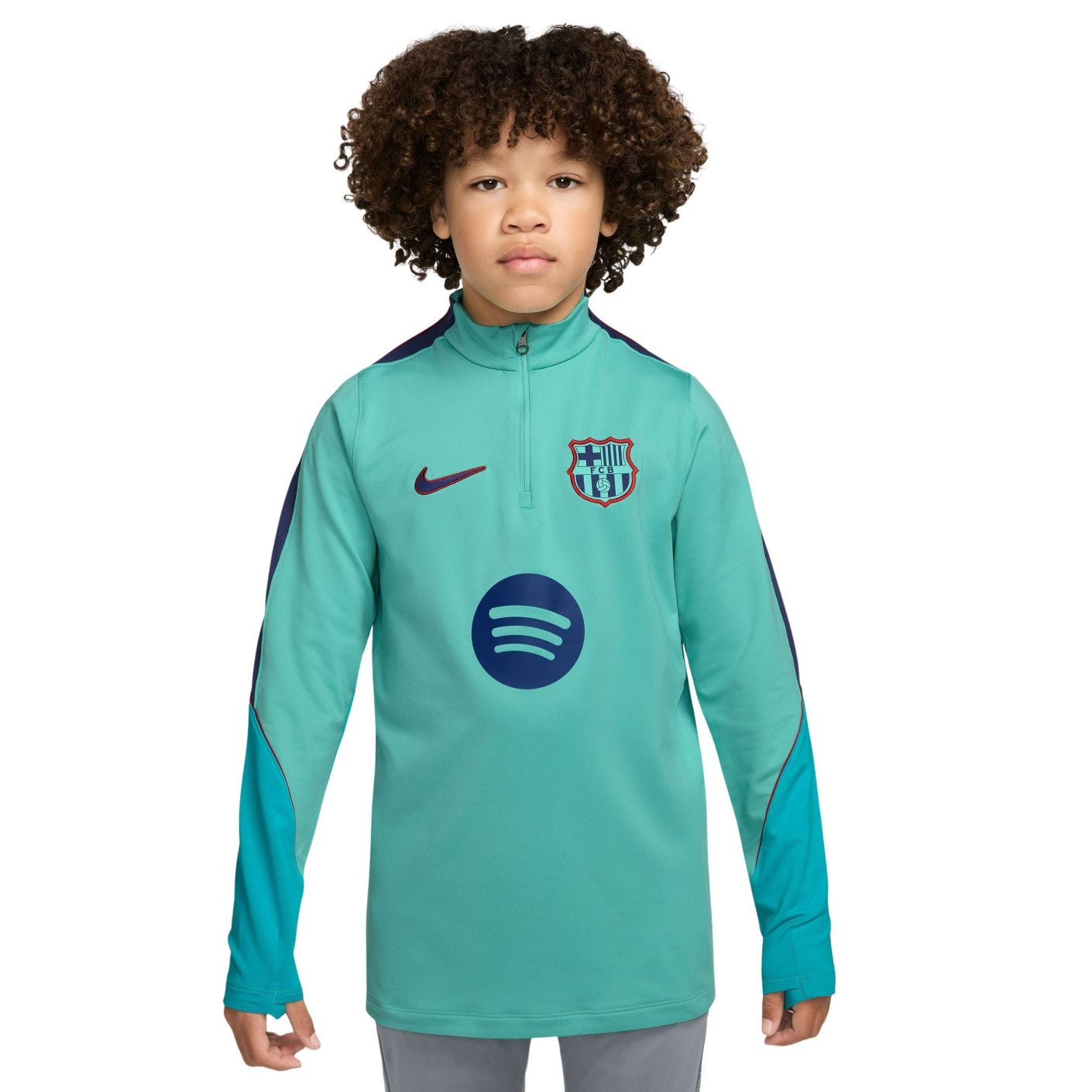 Nike FC Barcelona Strike Training Sweater 1/4-Zip 2026-2027 Kids Light Turquoise Dark Blue Red