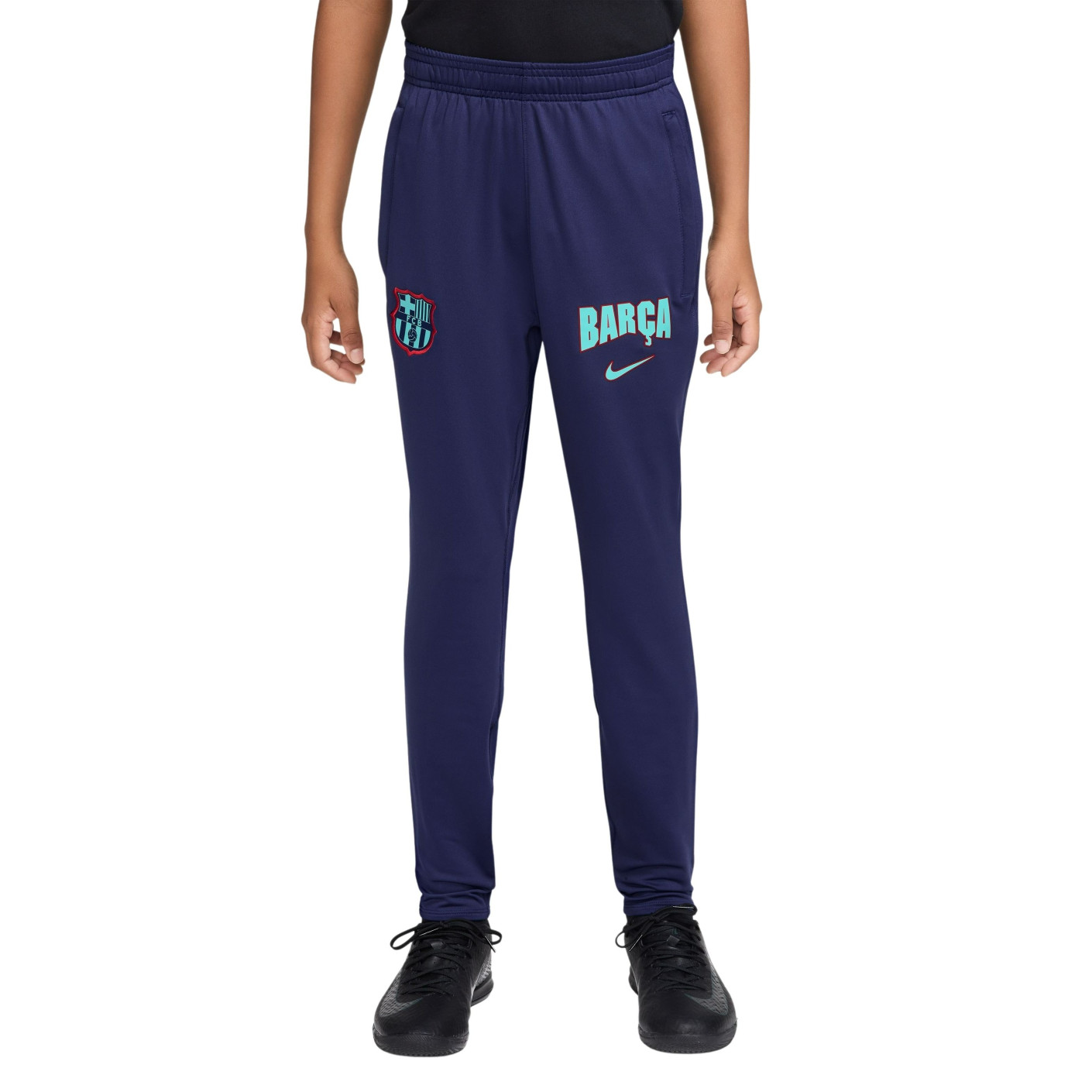 Nike FC Barcelona Strike Trainingsbroek 2026-2027 Kids Donkerblauw Lichtgroen