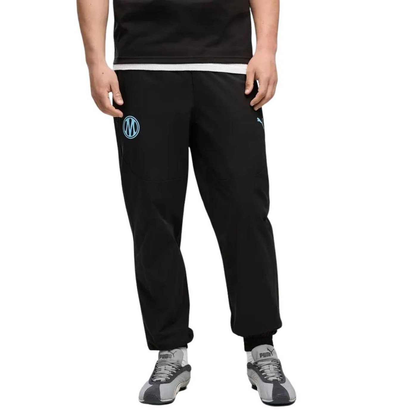 PUMA Olympique Marseille Pumatech Woven Trainingsbroek 2026-2027 Zwart Blauw