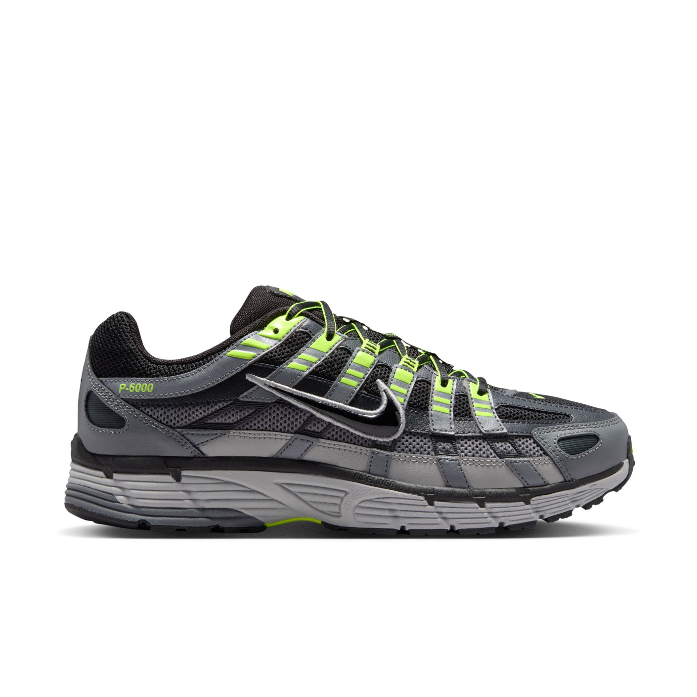Nike P-6000 Sneakers Zwart Metallic Zilver Neongeel