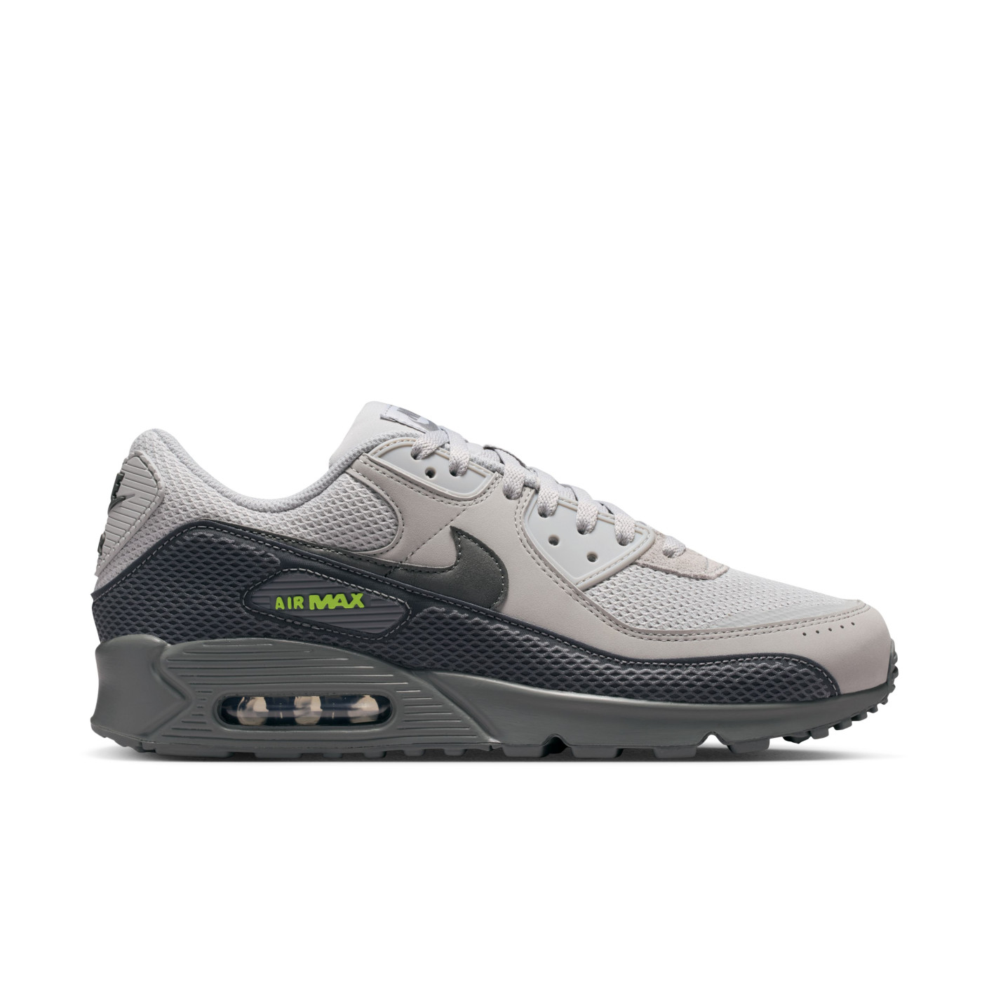 Nike Air Max 90 Premium Sneakers Beige Black Dark Grey Neon Green