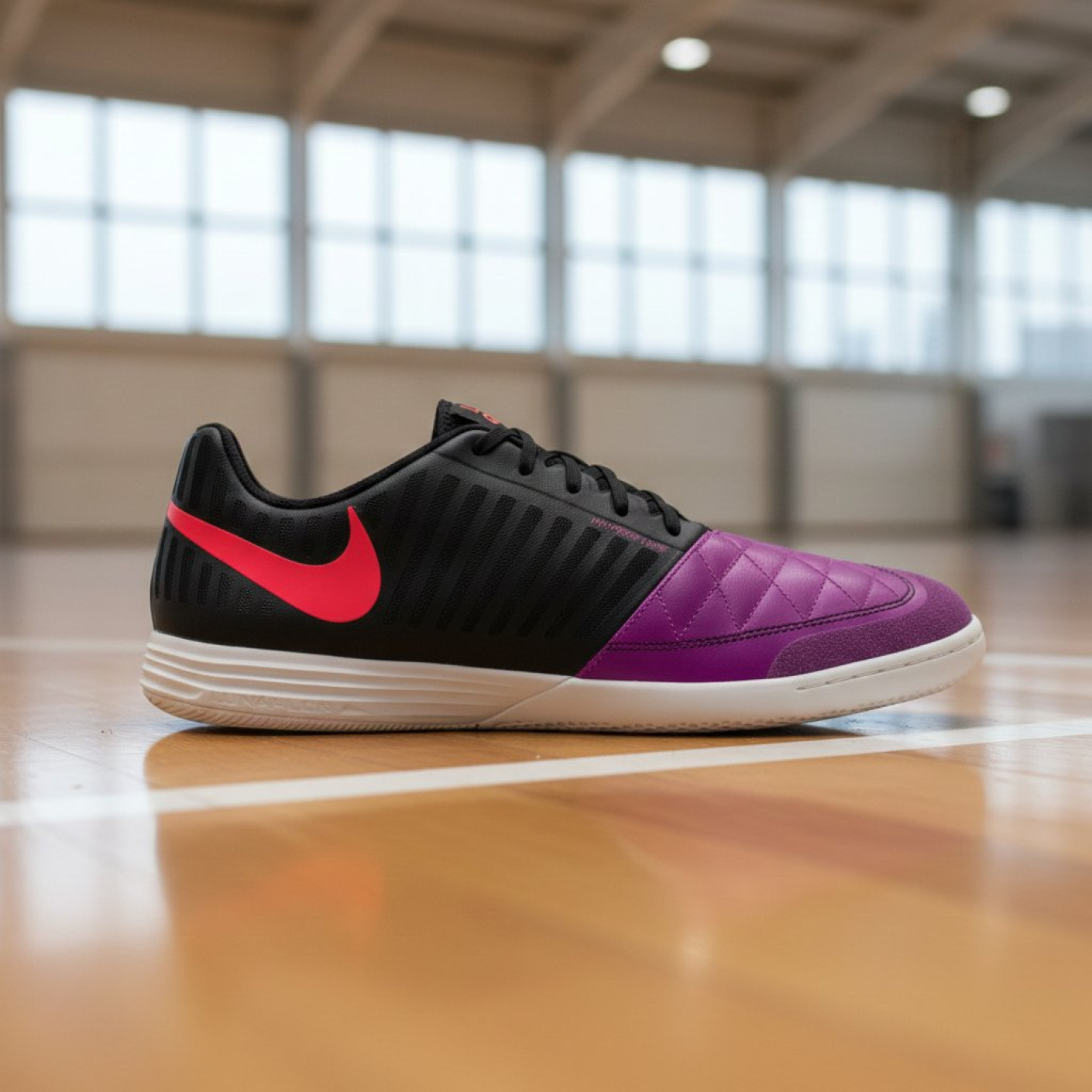 Nike Lunargato II Zaalvoetbalschoenen (IN) Zwart Paars Rood