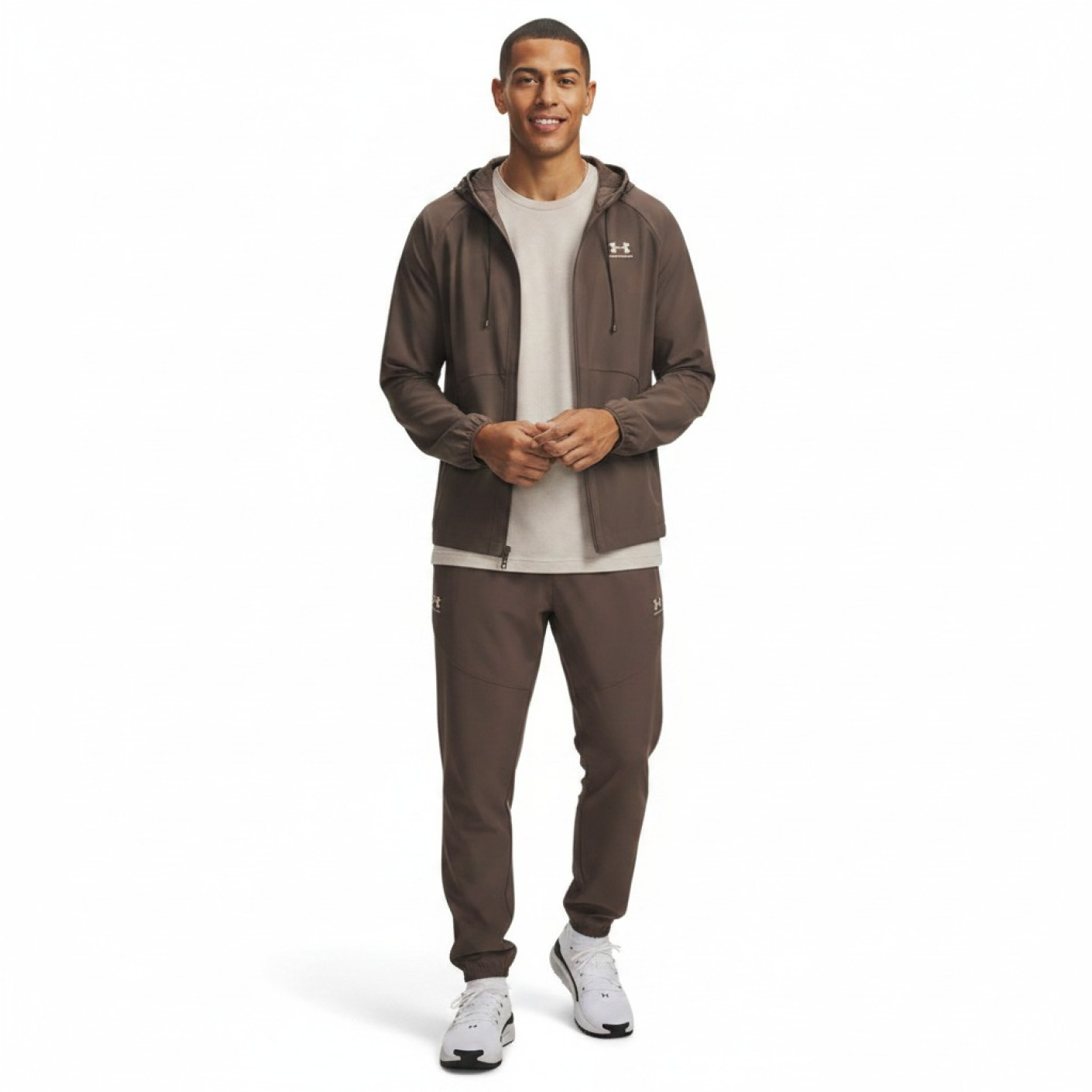 Under Armour Vibe Woven Tracksuit Dark Brown Beige