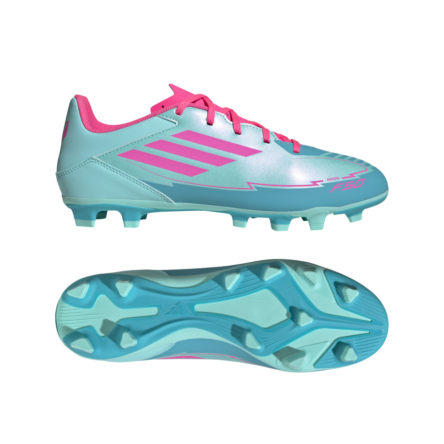 adidas F50 Messi Club Gras / Kunstgras Voetbalschoenen (MG) Turquoise Roze