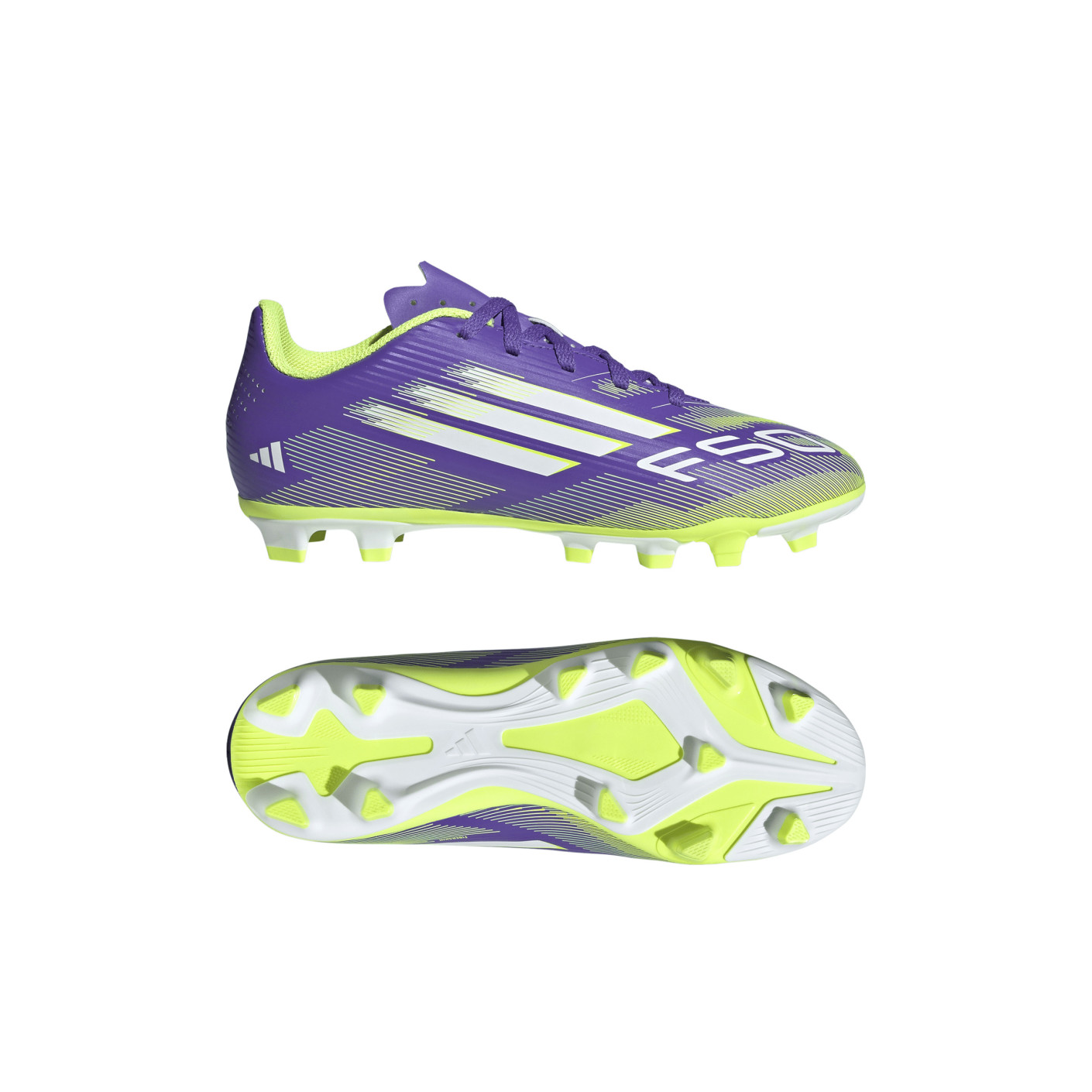 adidas F50 Club Gras / Kunstgras Voetbalschoenen (MG) Kids Paars Wit Neongeel