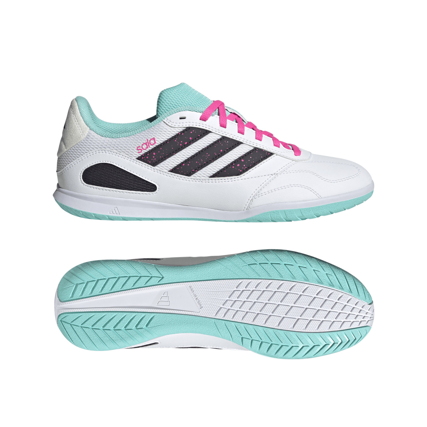 adidas Super Sala III Zaalvoetbalschoenen (IN) Wit Zwart Turquoise Roze