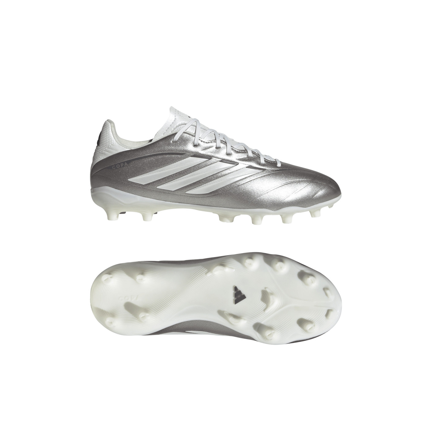 adidas Copa Pure IV League Gras Voetbalschoenen (FG) Kids Zilver Wit Donkergrijs