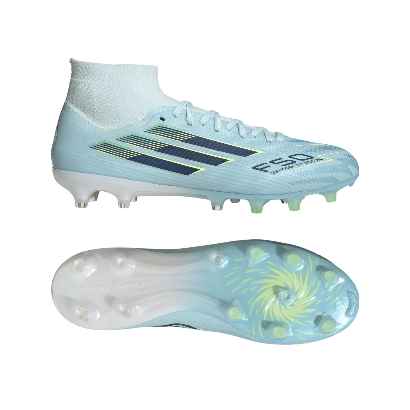 adidas F50 Sparkfusion Pro Gras / Kunstgras Voetbalschoenen (MG) Dames Lichtblauw Donkerblauw Neongeel
