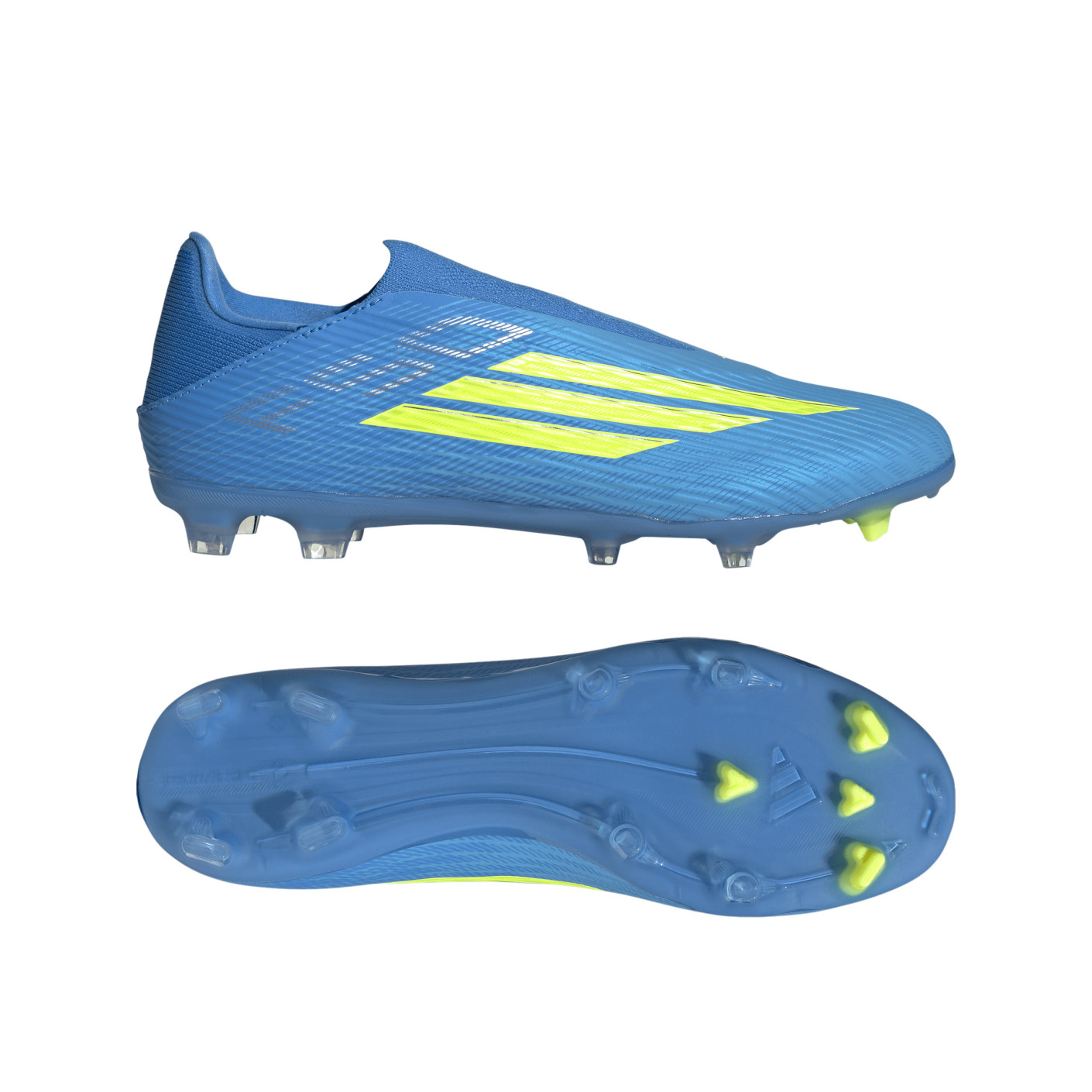adidas F50 League Laceless Grass/Artificial Grass Football Boots (MG) Blue Neon Yellow