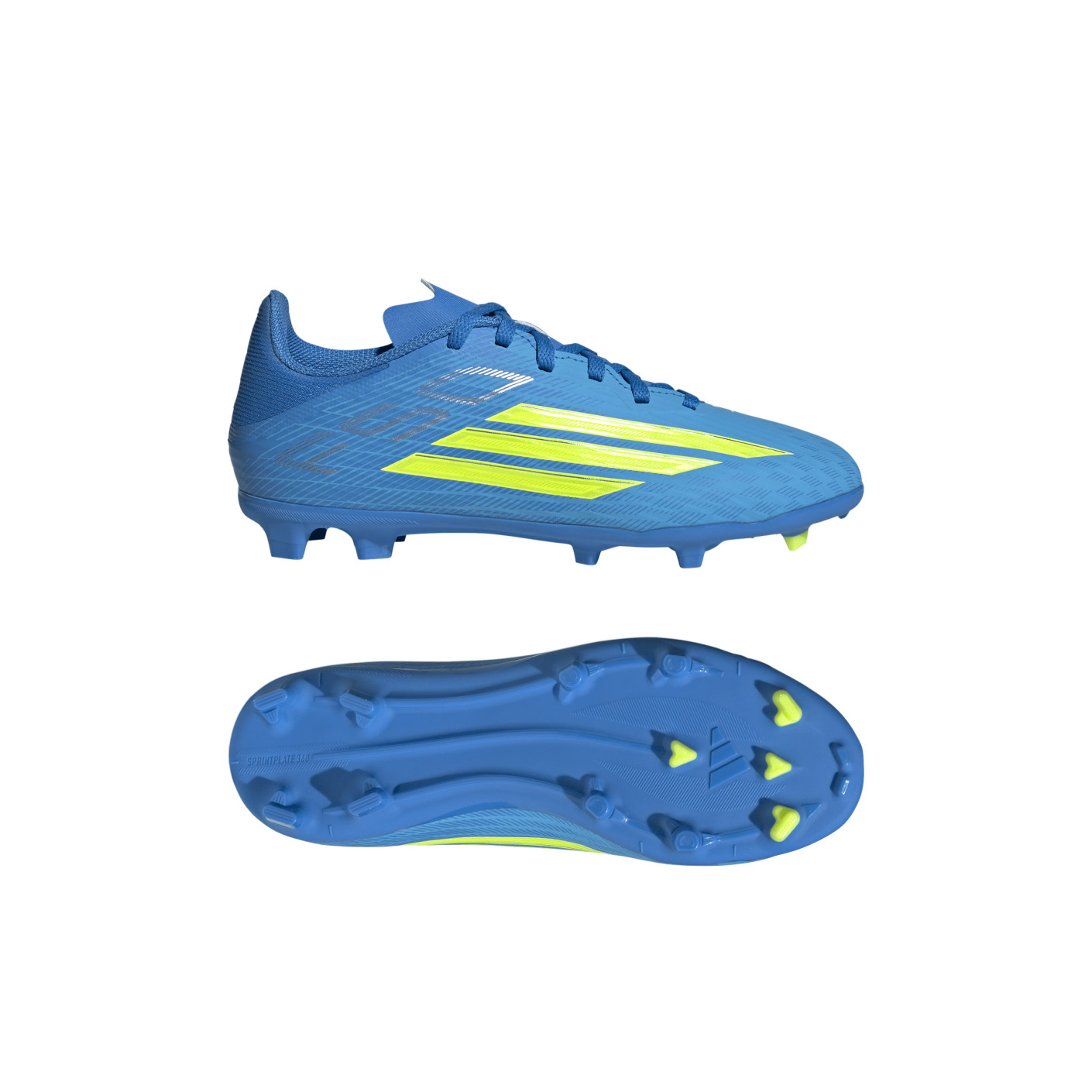 adidas F50 League Grass/Artificial Grass Football Boots (MG) Kids Blue Neon Yellow