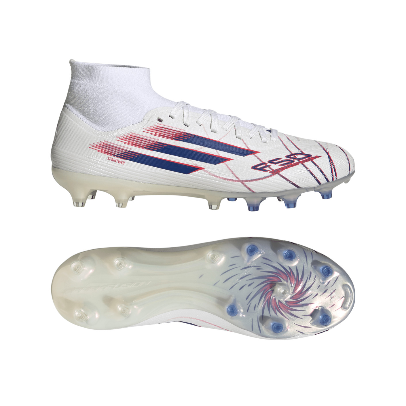 adidas F50 Sparkfusion Pro Gras / Kunstgras Voetbalschoenen (MG) Dames Wit Blauw Rood