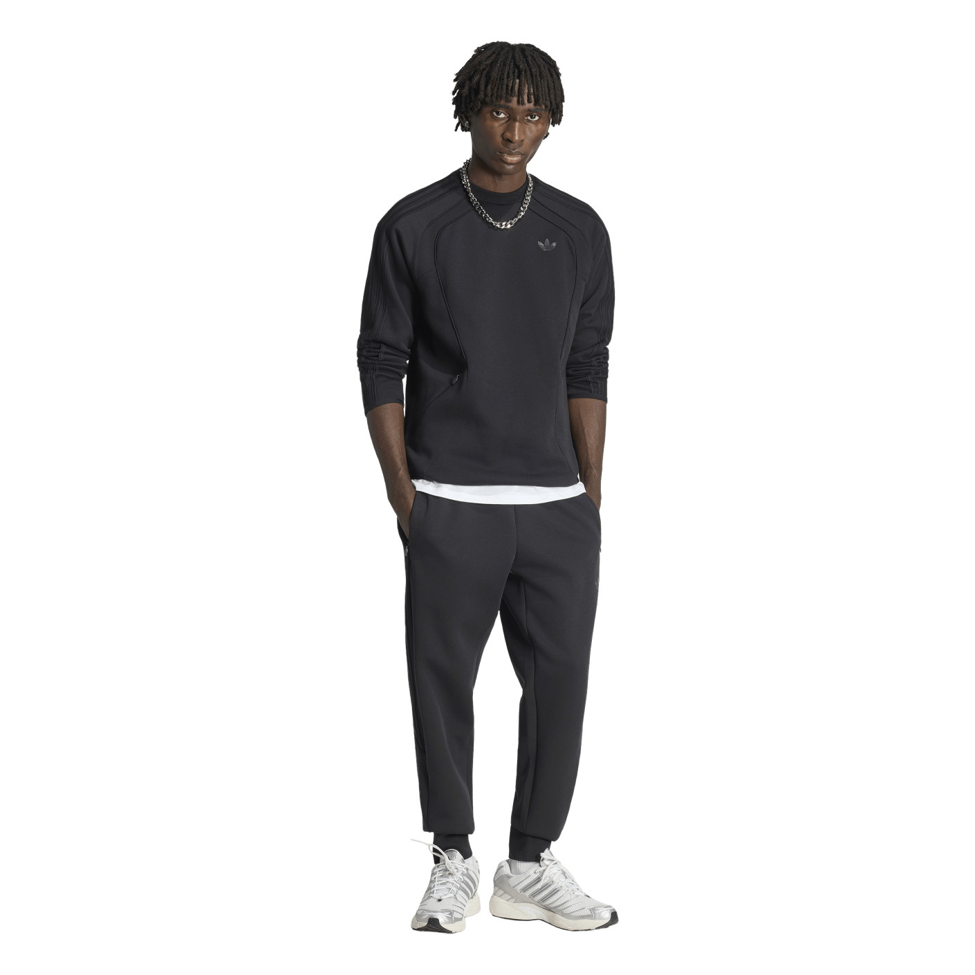 adidas Spacer Crew Tracksuit Black Dark Grey
