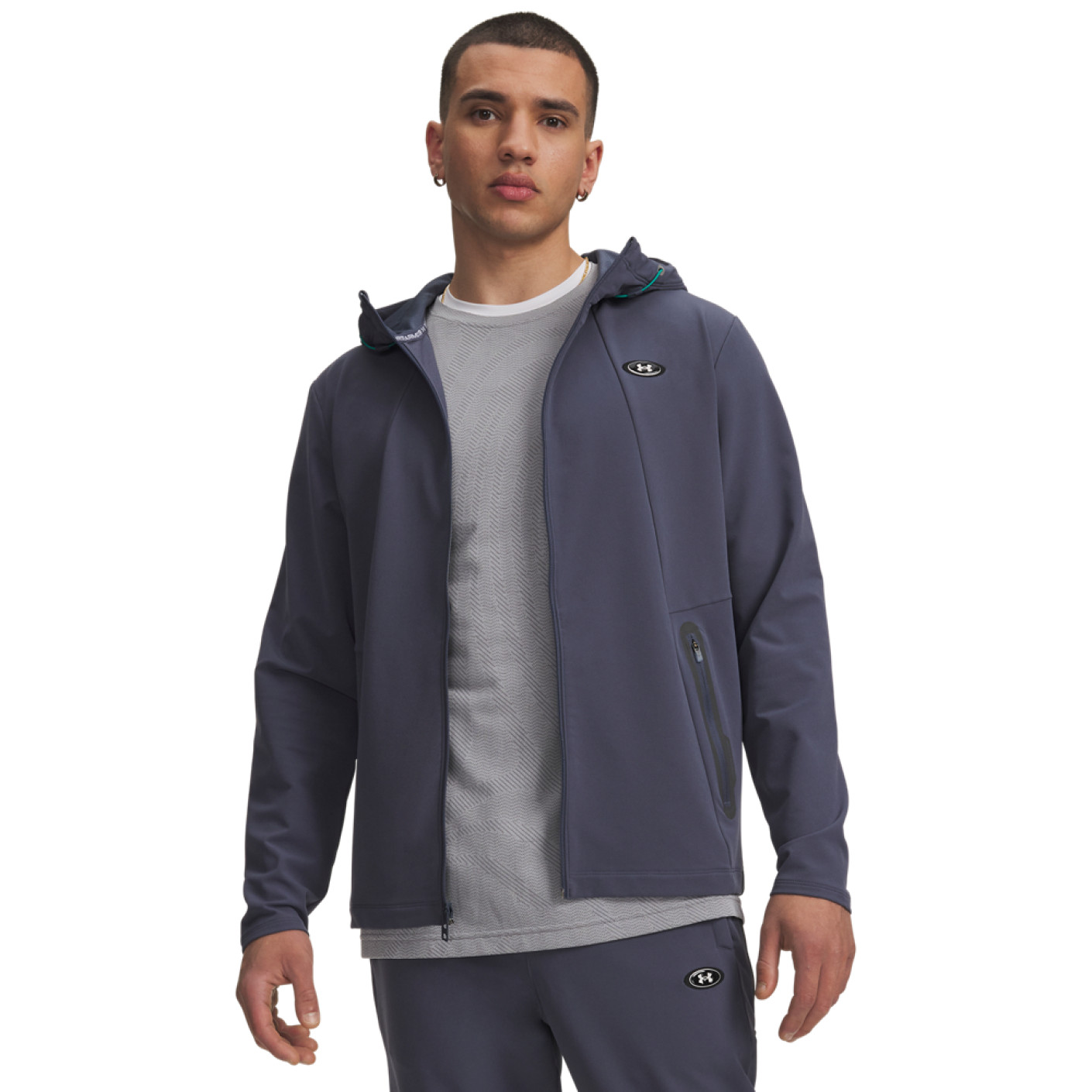 Under Armour Utility Woven Winterized Jack Donkergrijs Blauw Zwart Wit