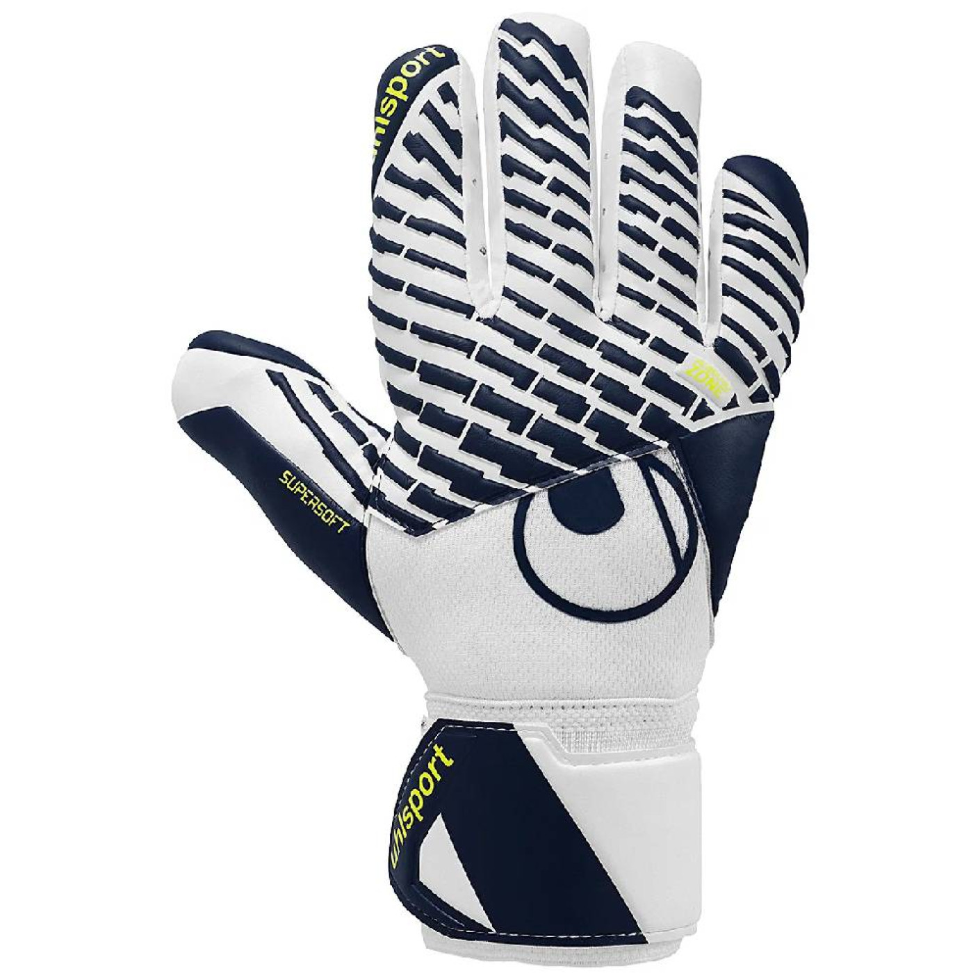 Uhlsport FM Supersoft HN Goalkeeper Gloves White Dark Blue Neon Yellow