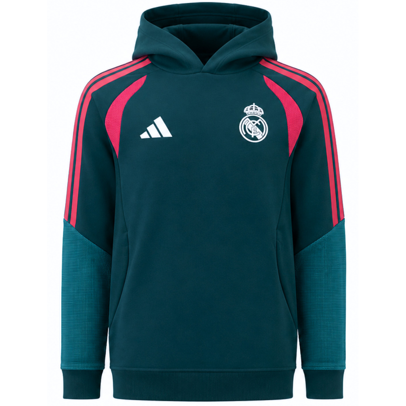 adidas Real Madrid Hoodie 2026-2027 Kids Donkergroen Roze Wit
