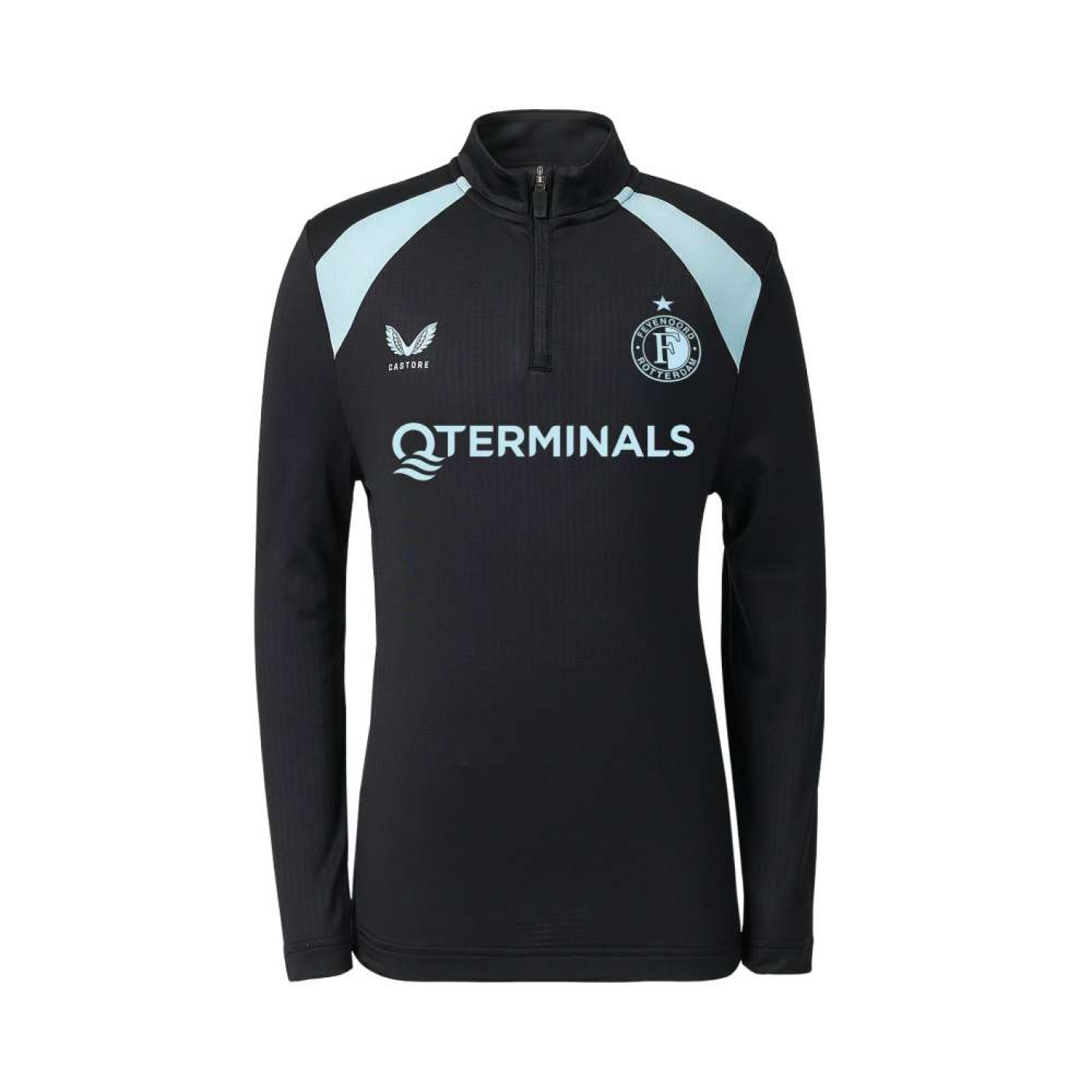 Castore Feyenoord Trainingstrui 1/4-Zip 2026-2027 Zwart Lichtblauw