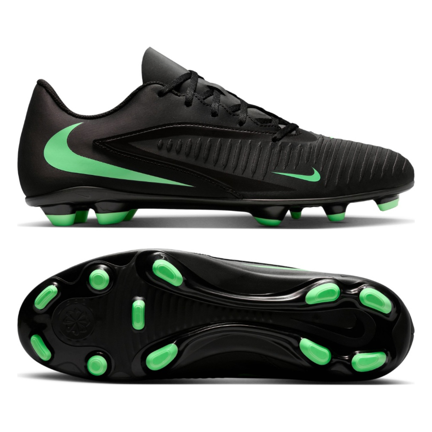 Nike Phantom 6 Low Club Grass/Artificial Grass Football Boots (MG) Black Bright Green