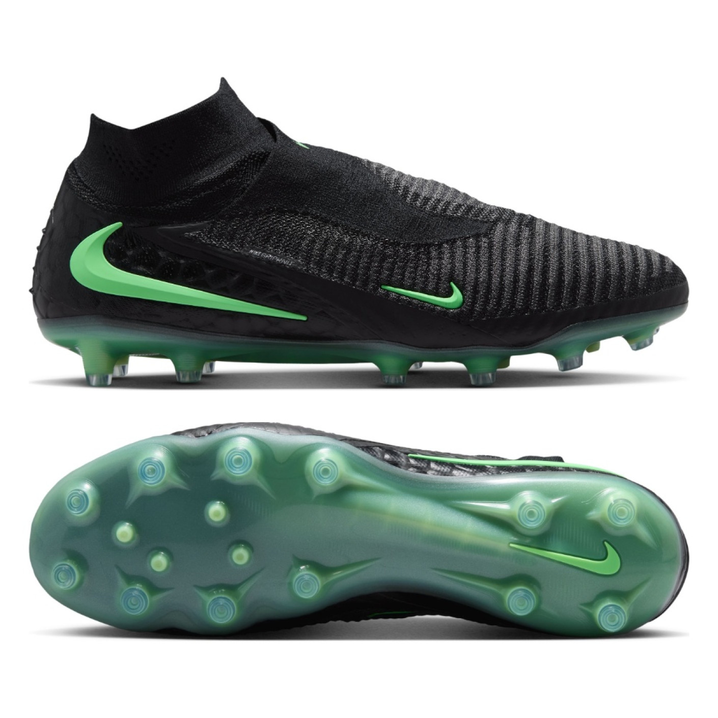 Nike Phantom 6 High Elite Artificial Grass Football Boots (AG) Black Bright Green