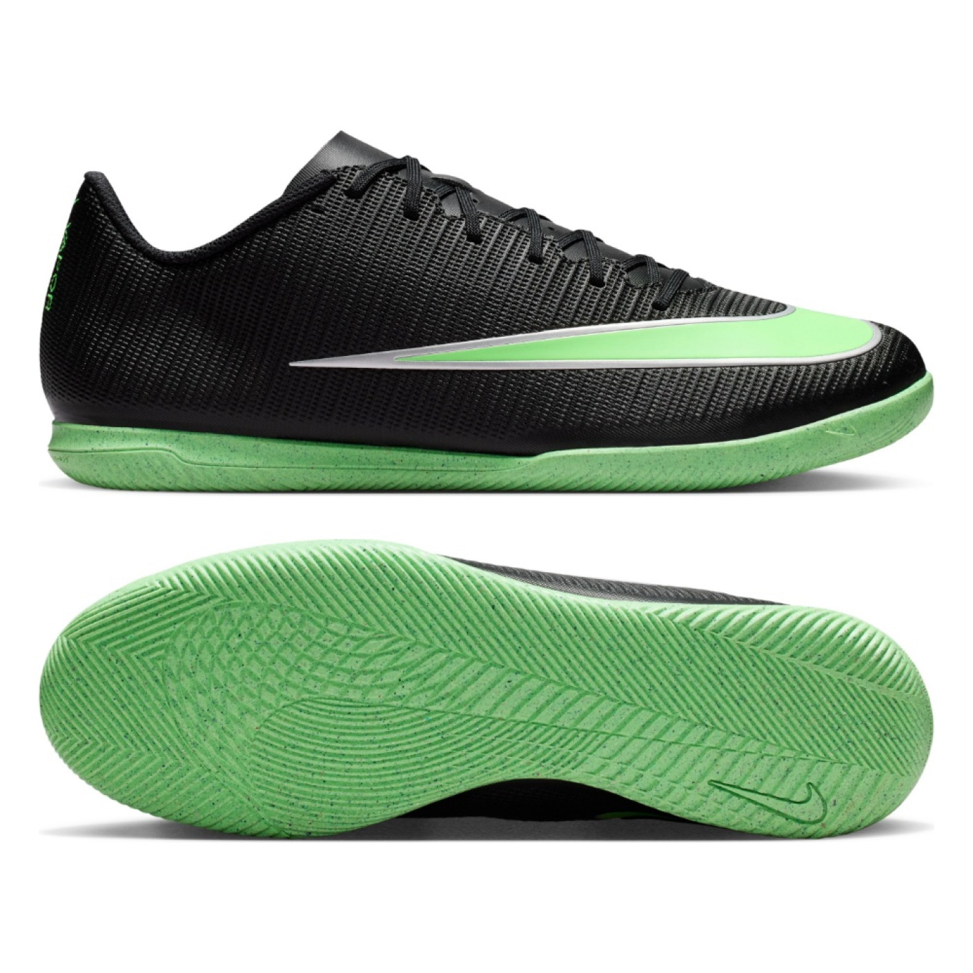 Nike Mercurial Vapor 17 Club Zaalvoetbalschoenen (IN) Zwart Felgroen Zilvergrijs