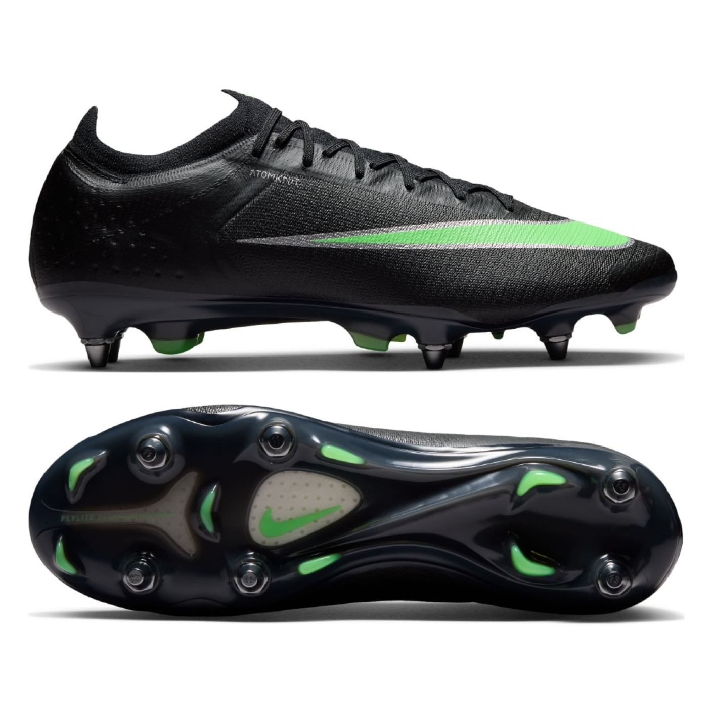 Nike Mercurial Vapor 17 Elite Iron Stud Football Boots (SG) Black Bright Green Silver Grey