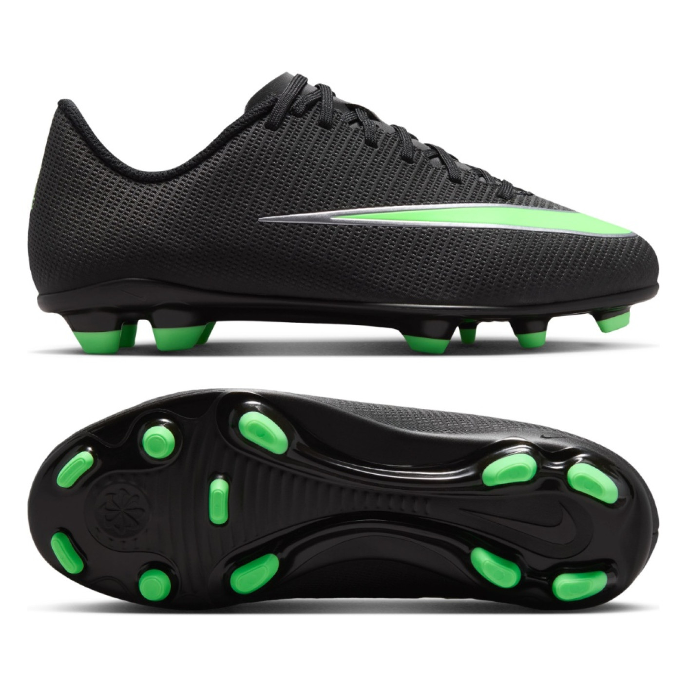 Nike Mercurial Vapor 17 Club Gras / Kunstgras Voetbalschoenen (MG) Kids Zwart Felgroen Zilvergrijs