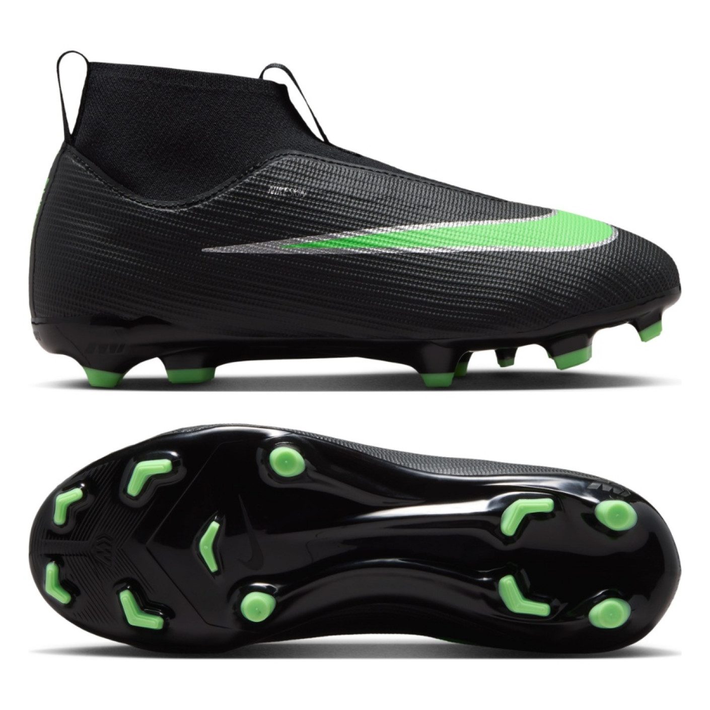 Nike Mercurial Superfly 11 Academy Gras / Kunstgras Voetbalschoenen (MG) Kids Zwart Felgroen Zilvergrijs