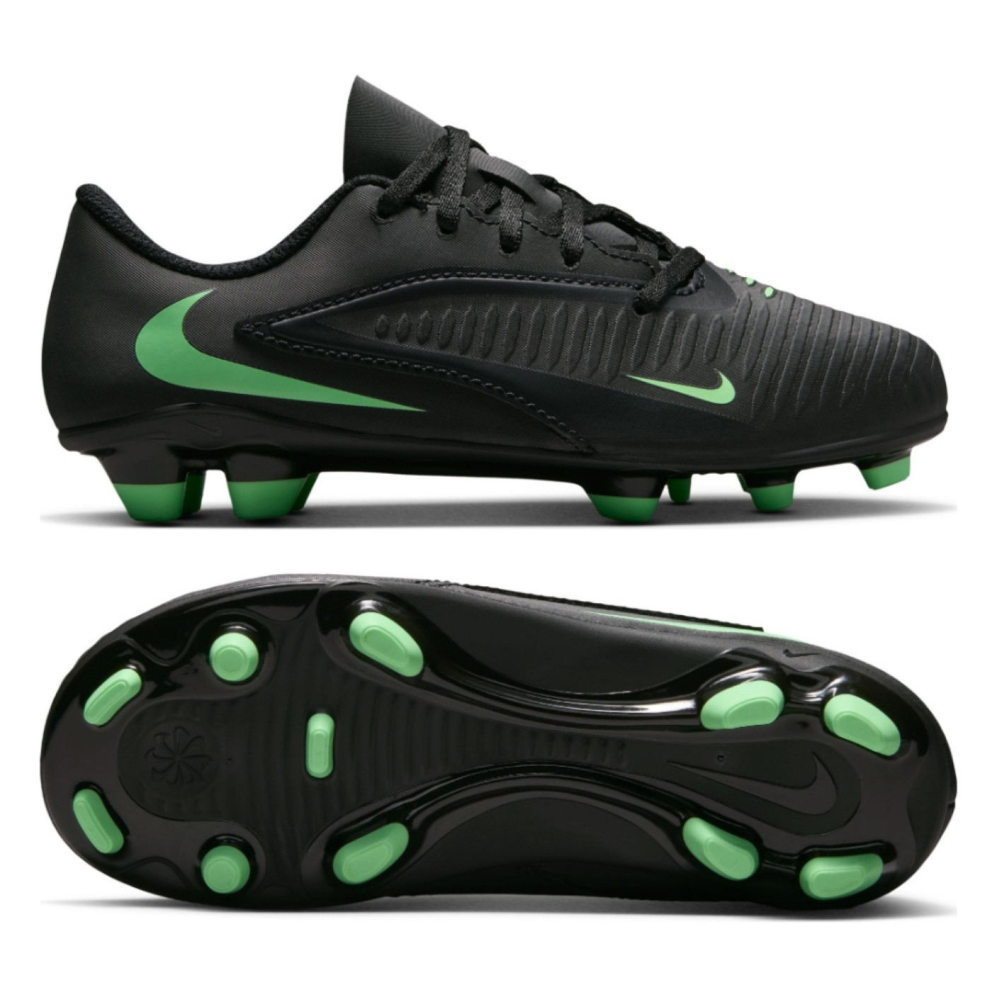Nike Phantom 6 Low Club Grass/Artificial Grass Football Boots (MG) Toddlers Black Bright Green