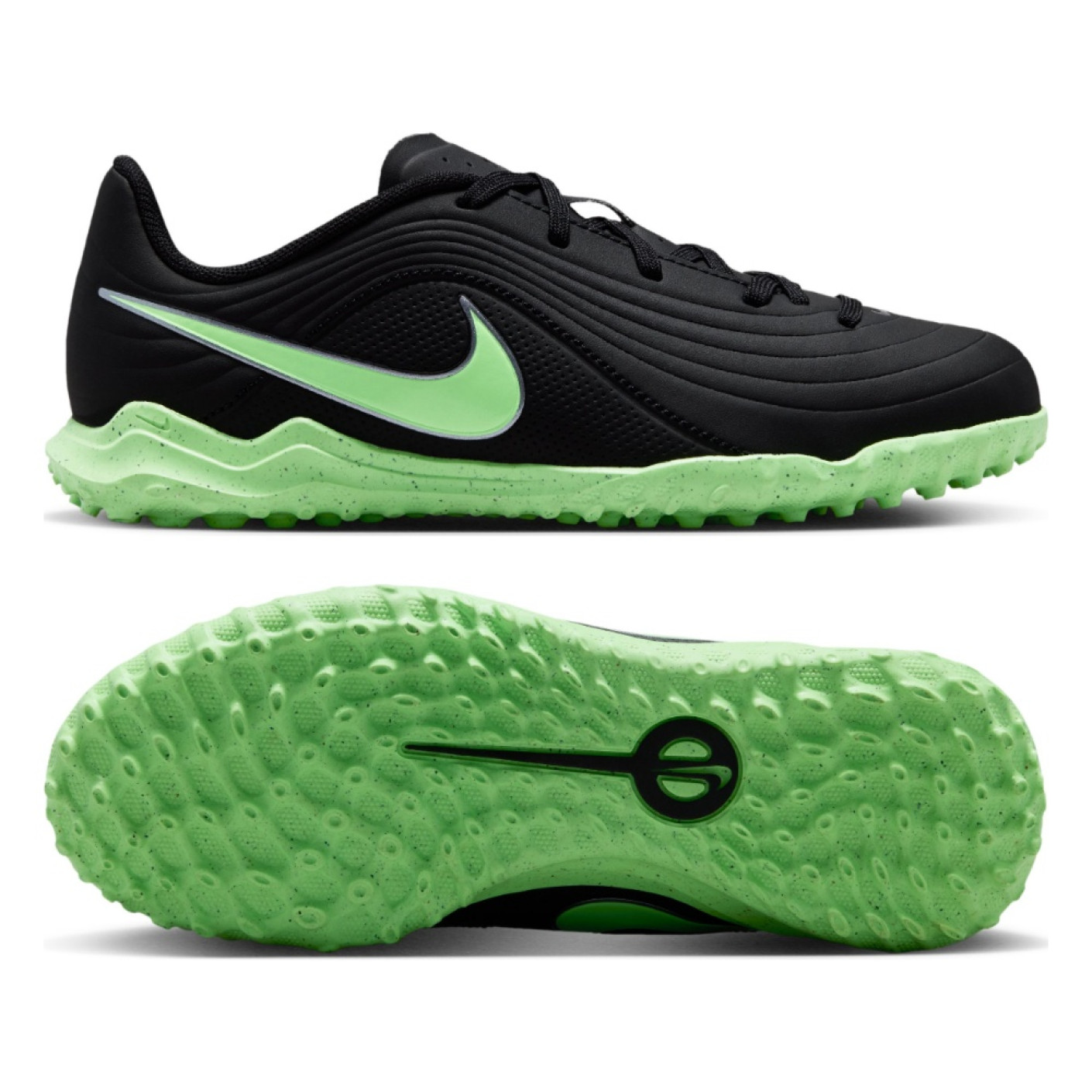 Nike Tiempo Maestro Club Turf Voetbalschoenen (TF) Kids Zwart Felgroen Zilvergrijs