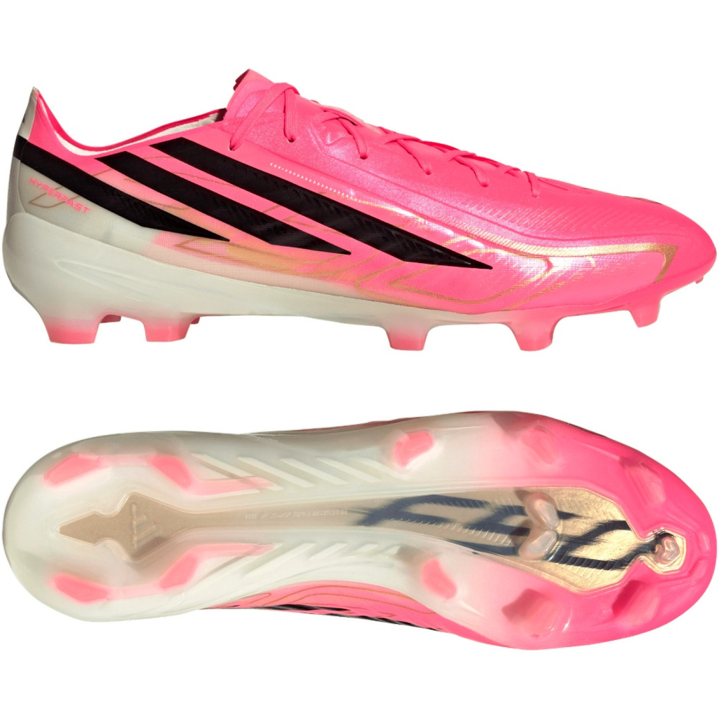 adidas F50 Hyperfast Pro Gras Voetbalschoenen (FG) Felroze Zwart Goud Wit