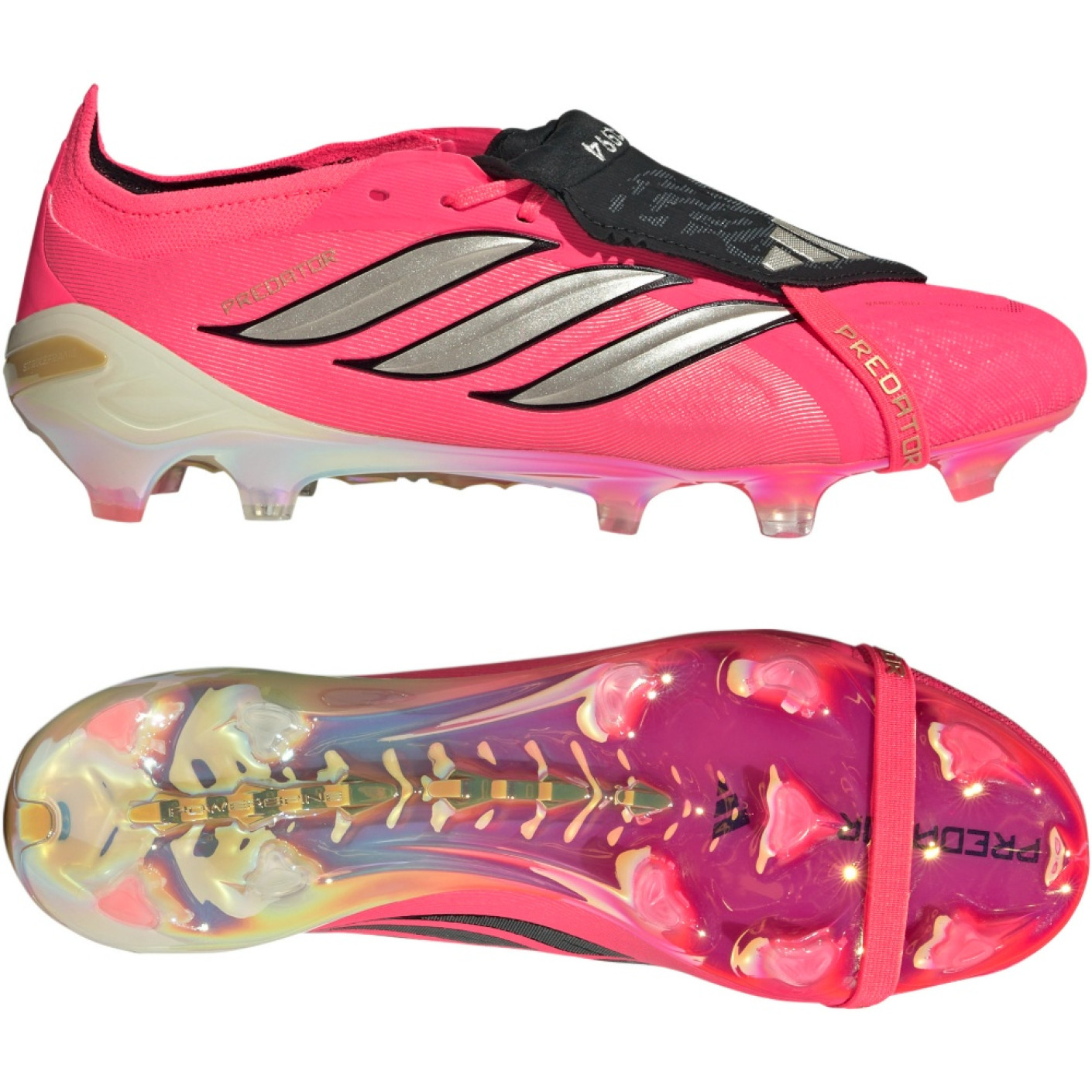 adidas Predator Elite FT Gras Voetbalschoenen (FG) Felroze Zilvergrijs Zwart Goud