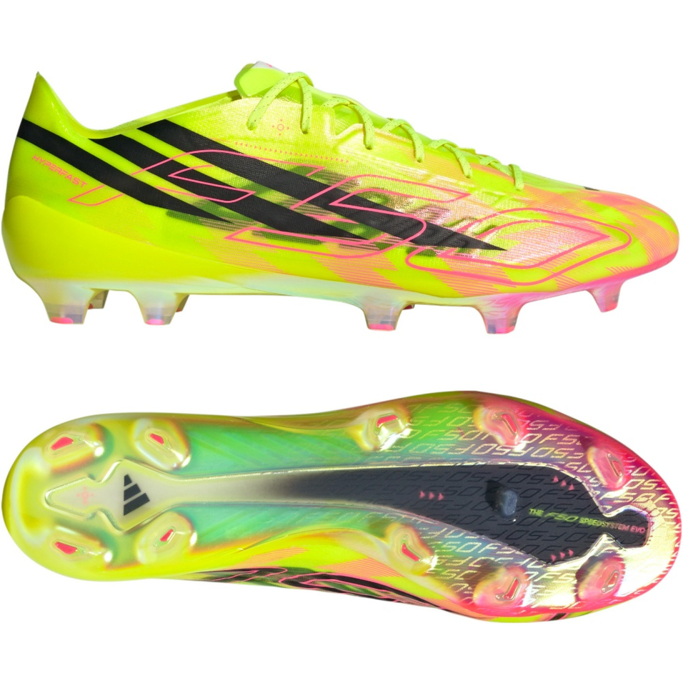 adidas F50 Hyperfast EVO Too Light Gras Football Boots (FG) Neon Yellow Black Pink