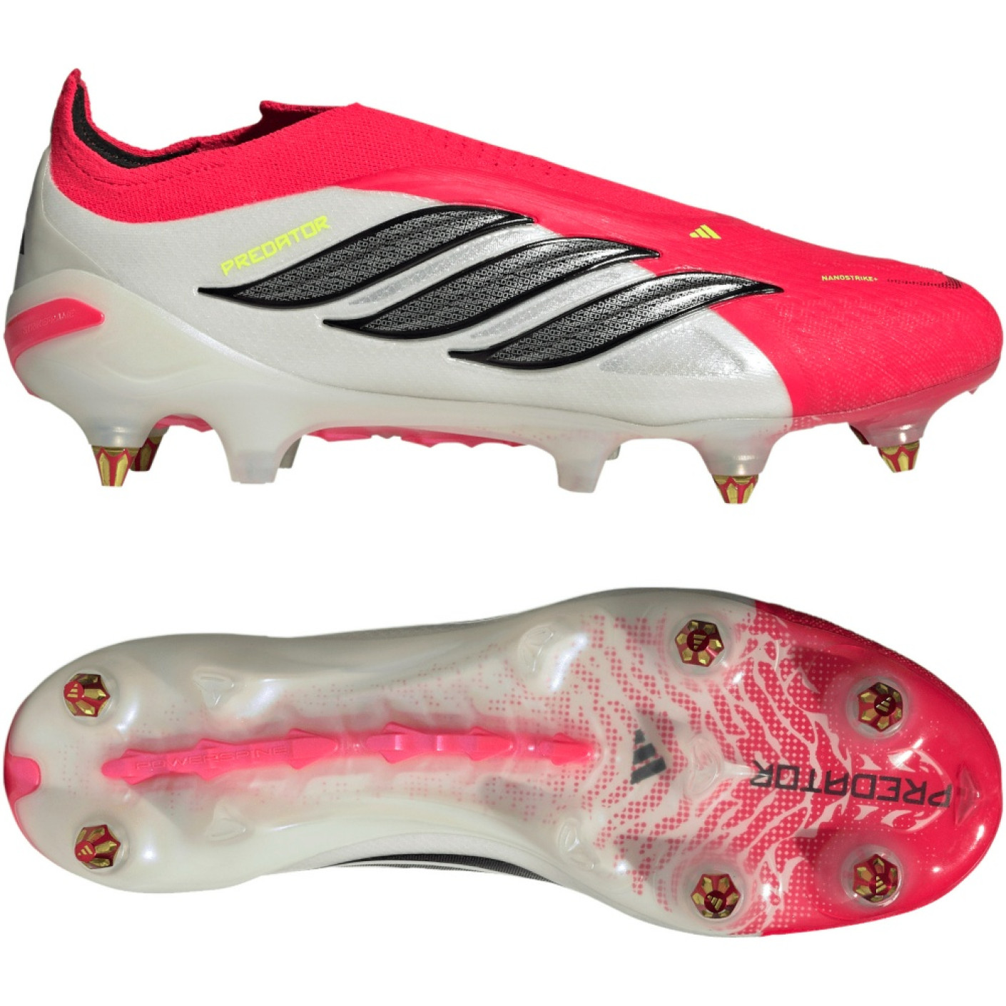 adidas Predator Elite Veterloze IJzeren-Nop Voetbalschoenen (SG) Rood Wit Zwart Geel